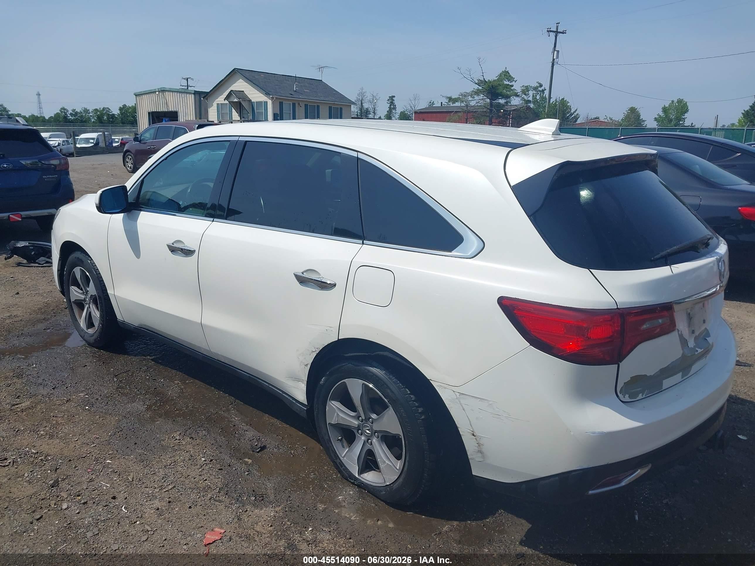 2015 Acura Mdx   White vin: 5FRYD4H26FB033016