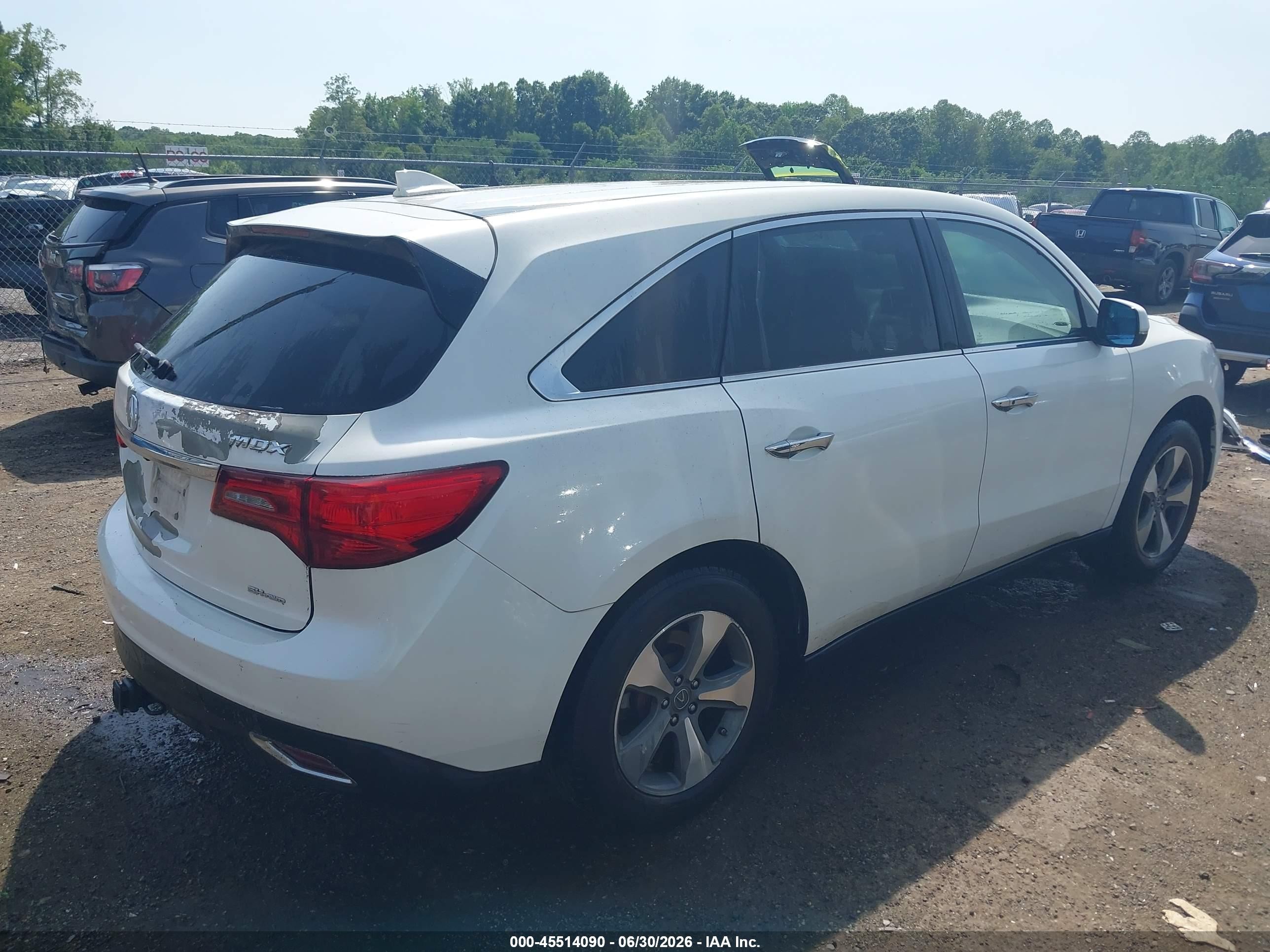 2015 Acura Mdx   White vin: 5FRYD4H26FB033016