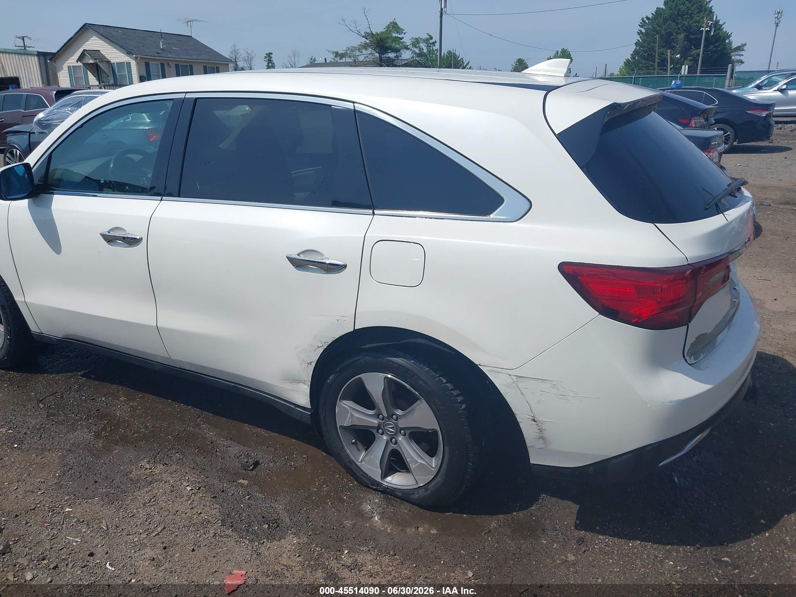2015 Acura Mdx   White vin: 5FRYD4H26FB033016