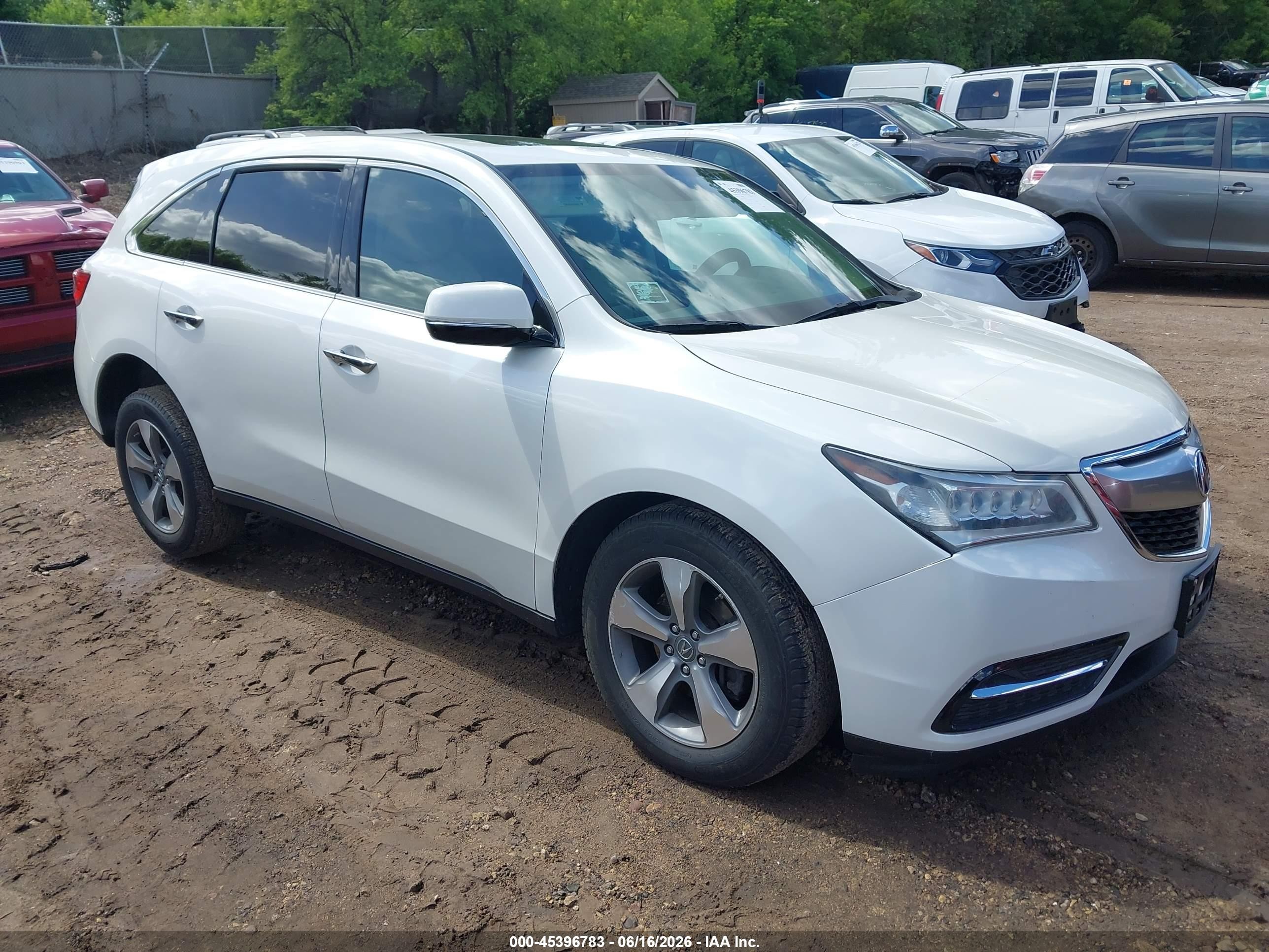 2014 Acura Mdx   White vin: 5FRYD4H27EB010486