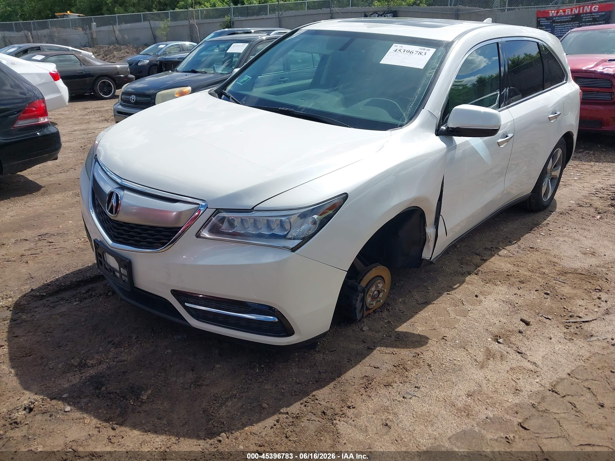 2014 Acura Mdx   White vin: 5FRYD4H27EB010486