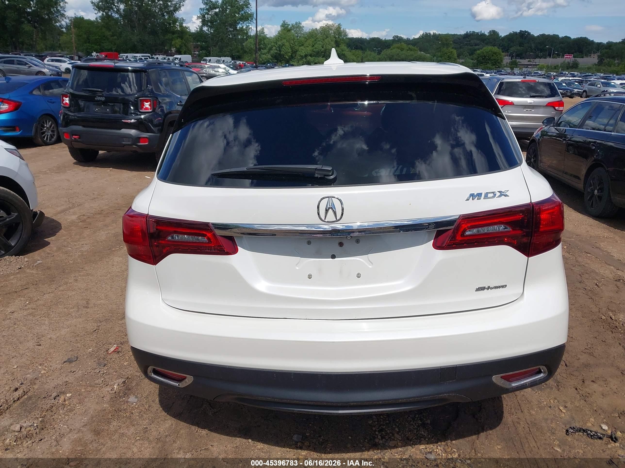 2014 Acura Mdx   White vin: 5FRYD4H27EB010486