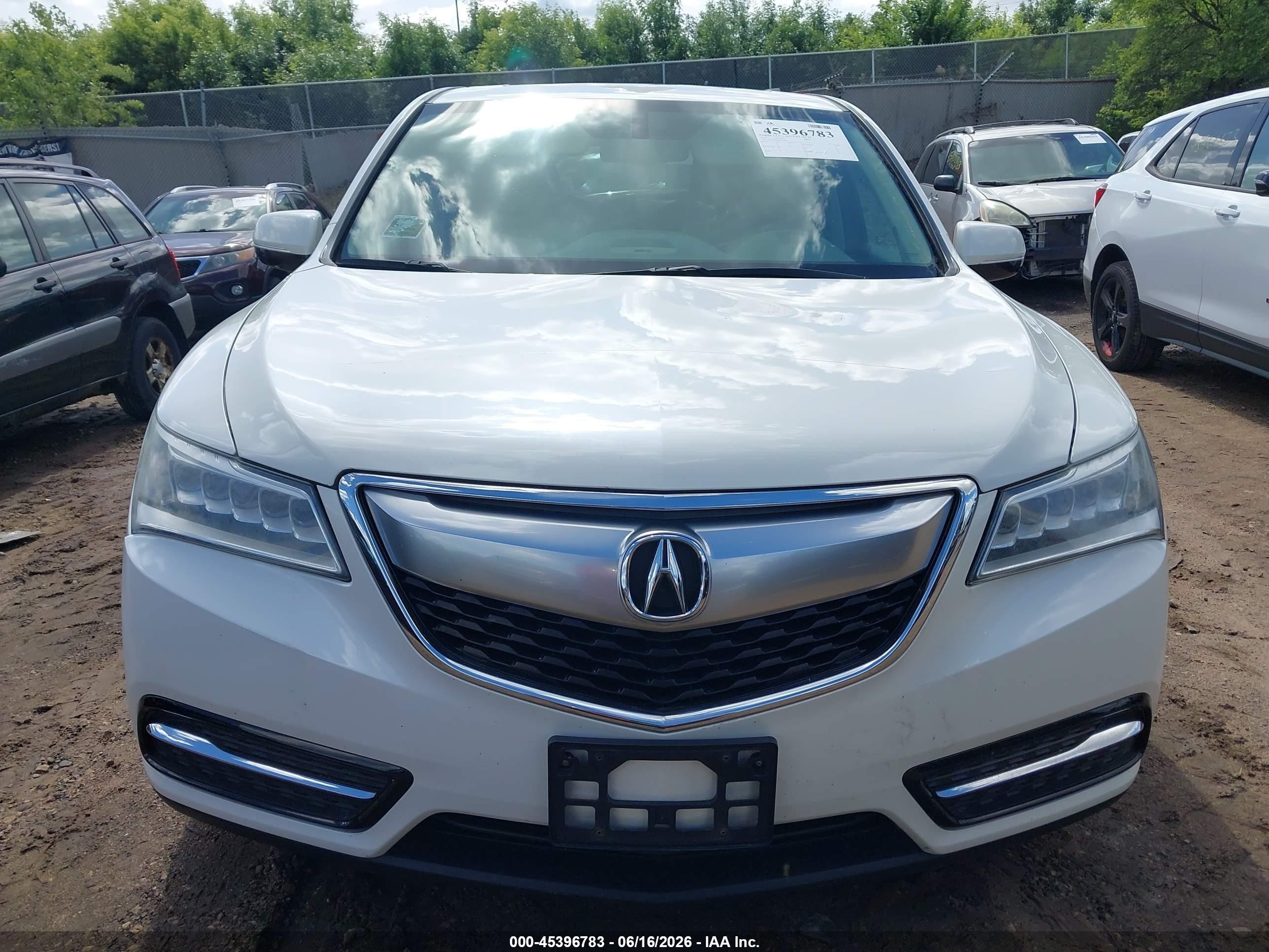 2014 Acura Mdx   White vin: 5FRYD4H27EB010486