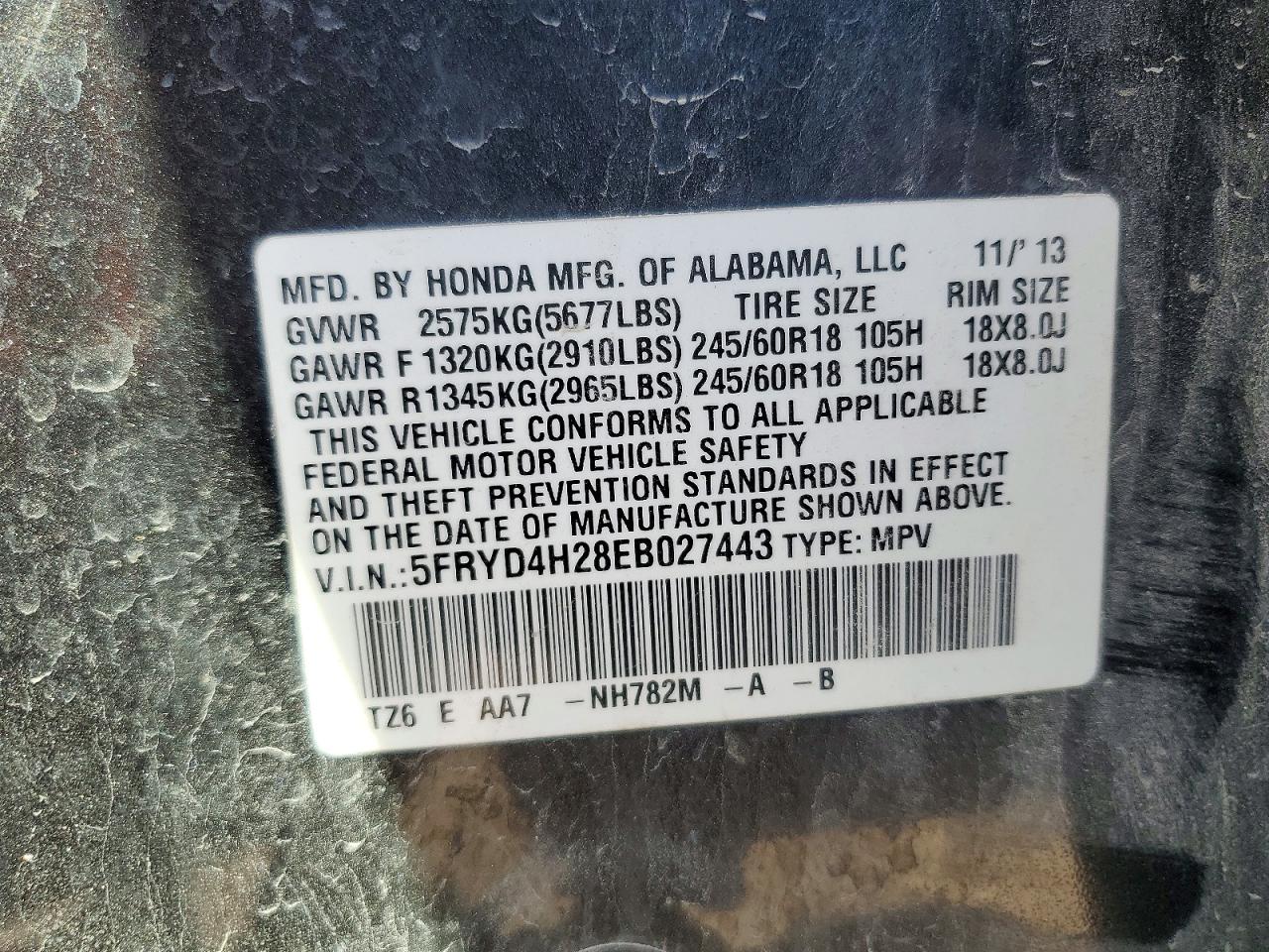 2014 Acura Mdx Charcoal vin: 5FRYD4H28EB027443