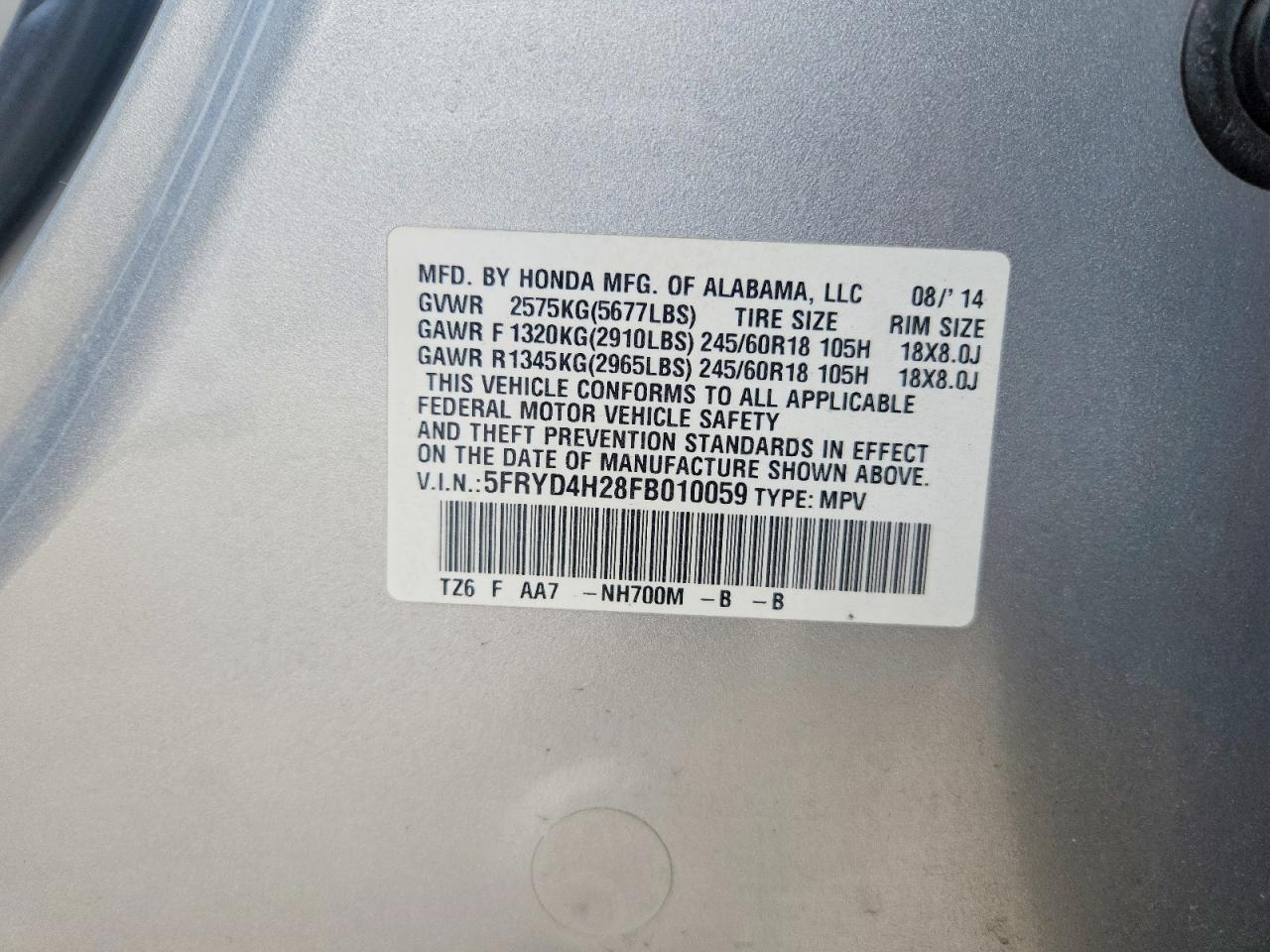 2015 Acura Mdx Silver vin: 5FRYD4H28FB010059
