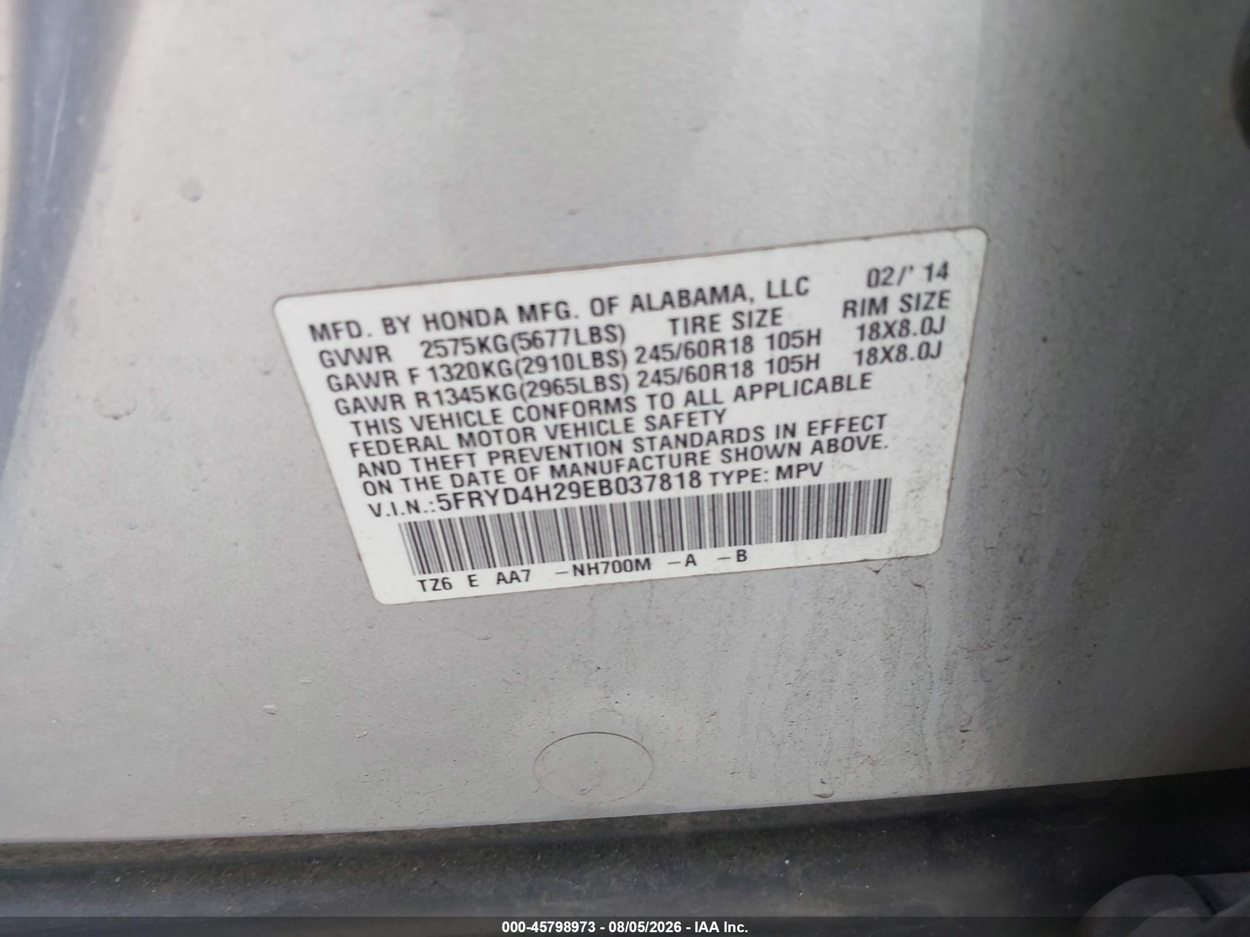 2014 Acura Mdx   Серебряный vin: 5FRYD4H29EB037818