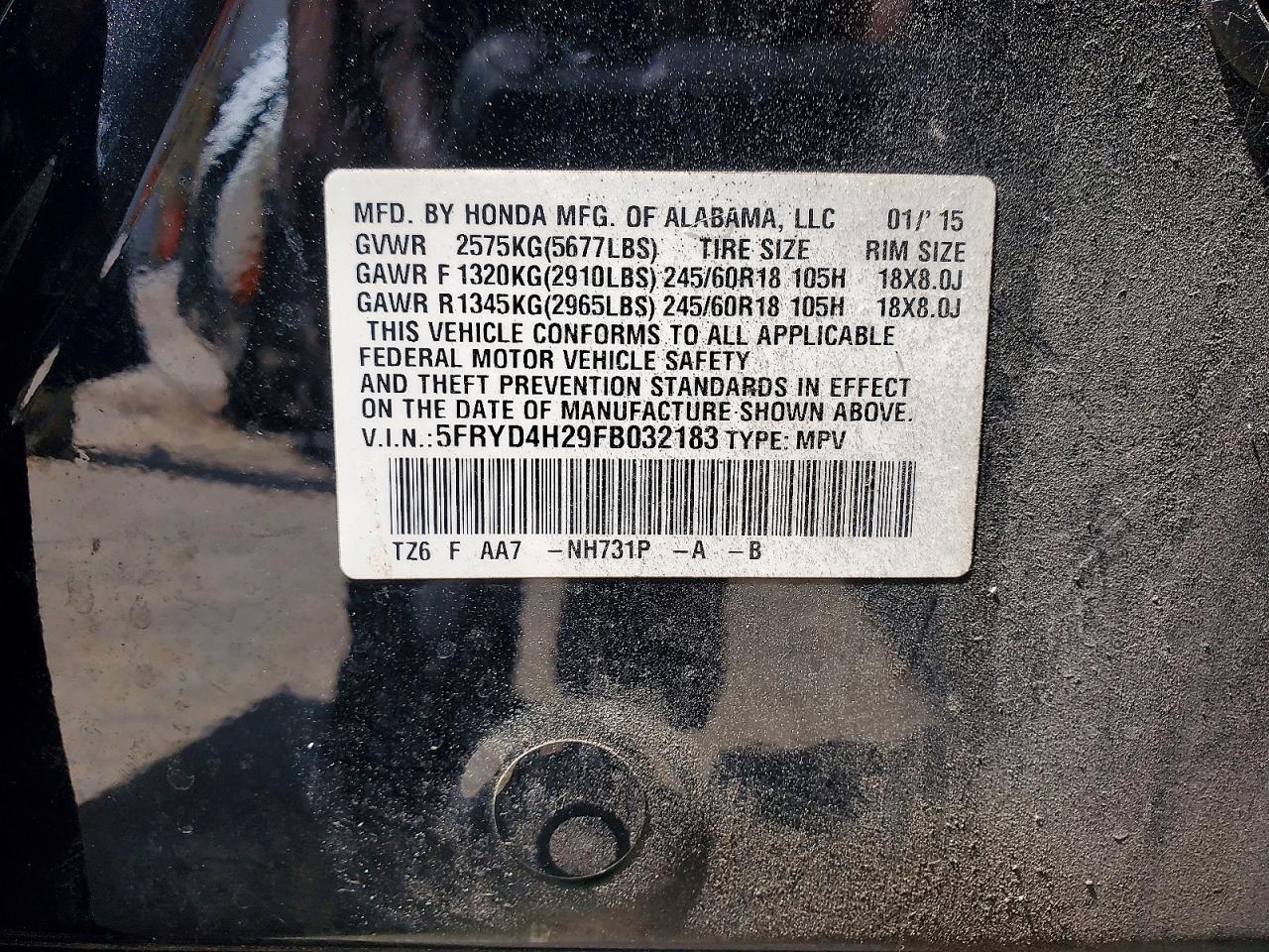 2015 Acura Mdx Black vin: 5FRYD4H29FB032183