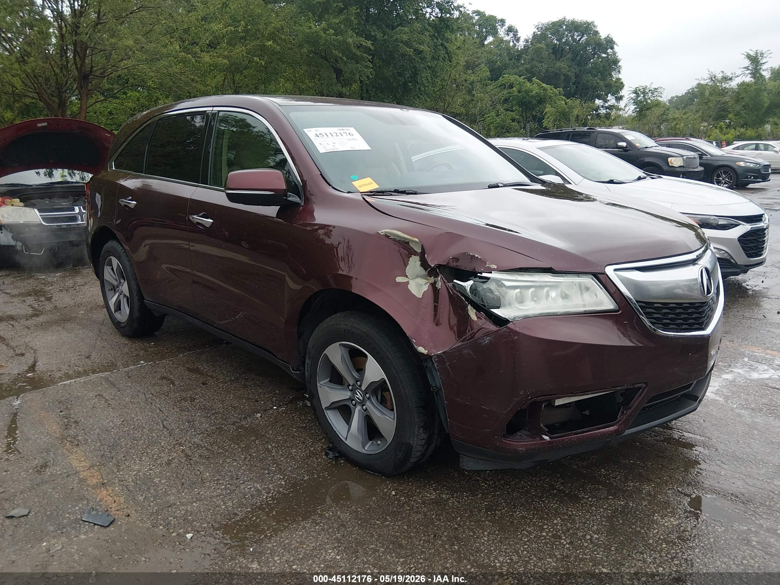 2014 Acura Mdx   Burgundy vin: 5FRYD4H2XEB035513