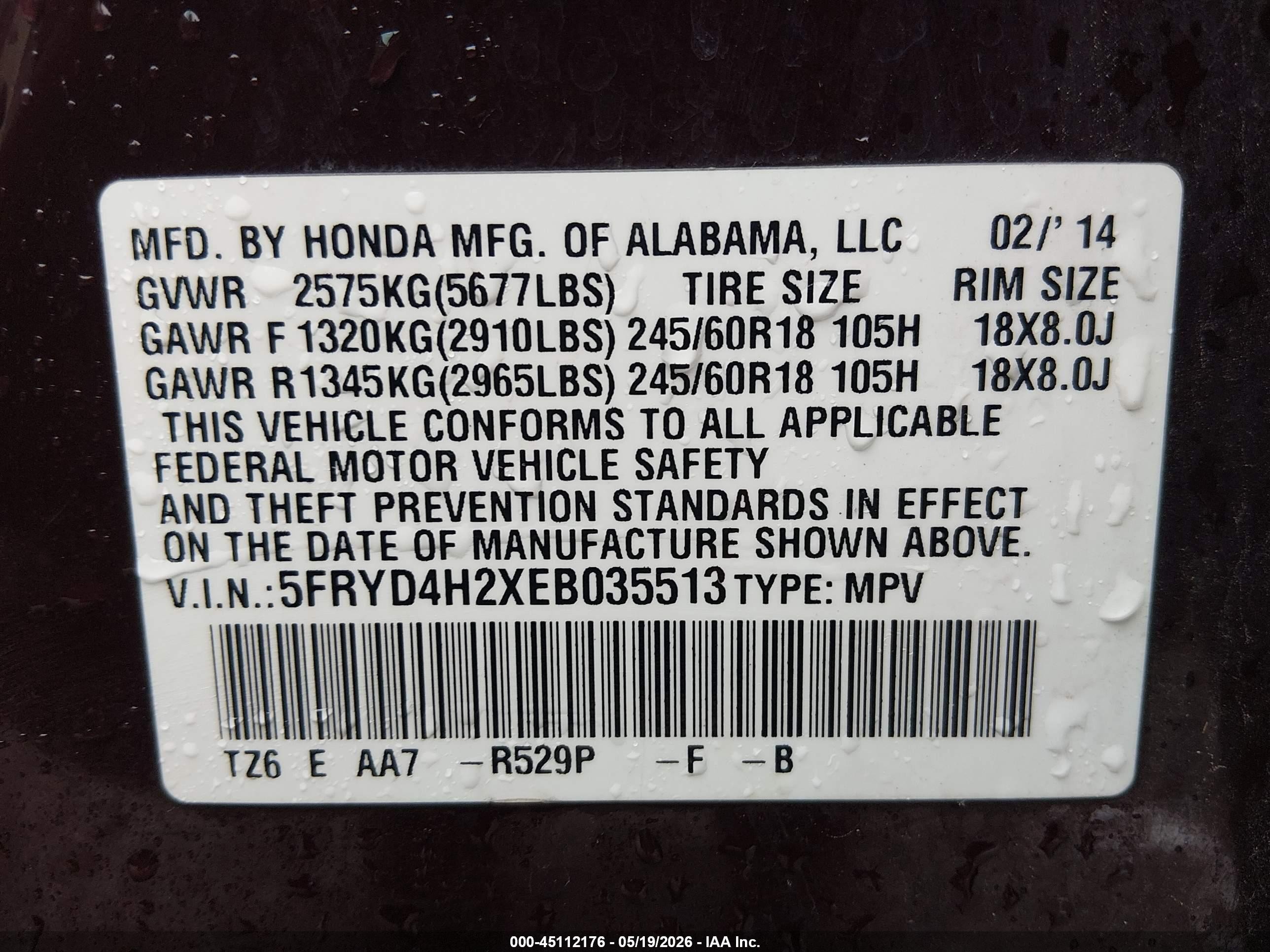 2014 Acura Mdx   Burgundy vin: 5FRYD4H2XEB035513