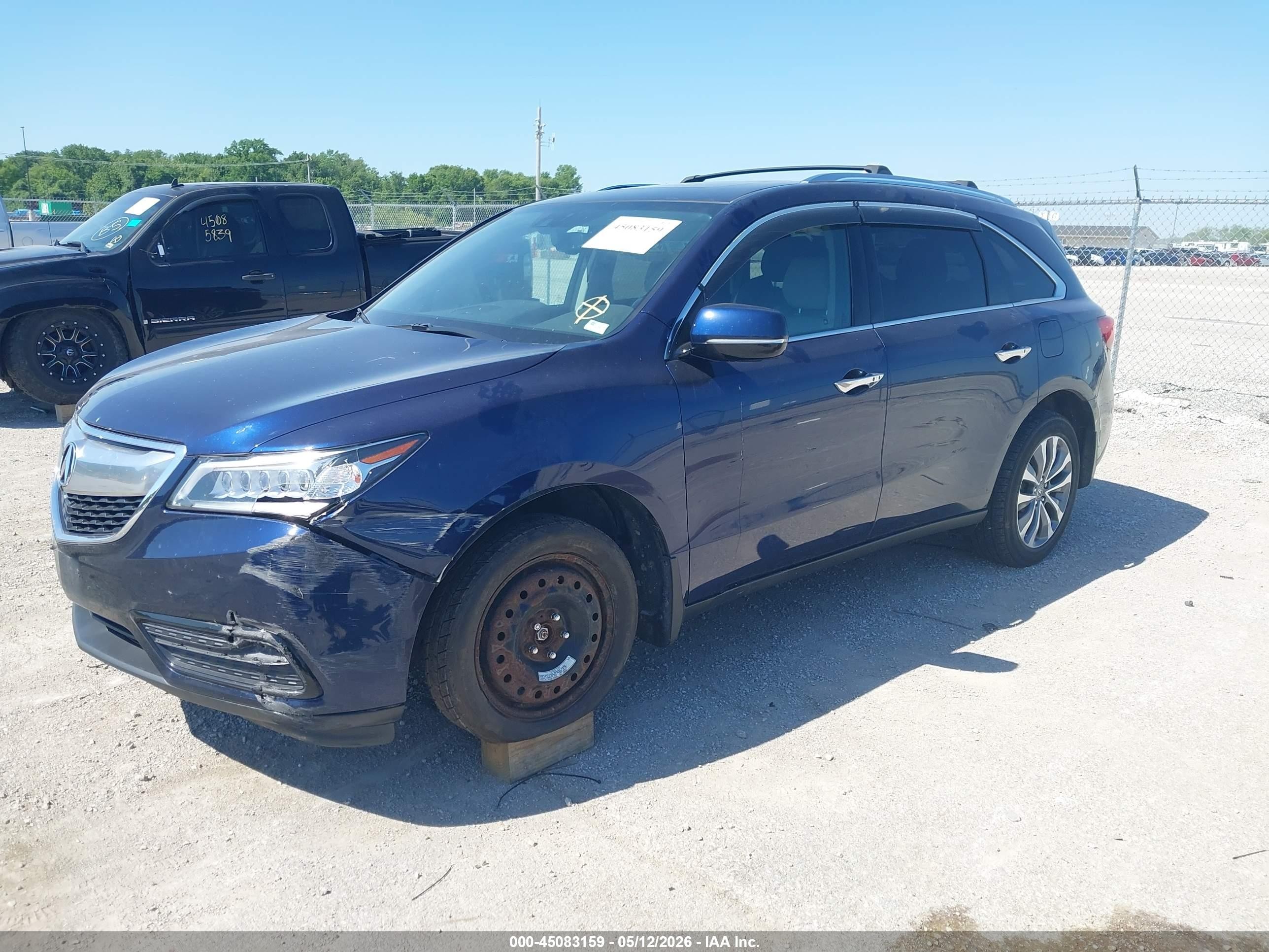 2014 Acura Mdx Technology Package Blue vin: 5FRYD4H40EB027566