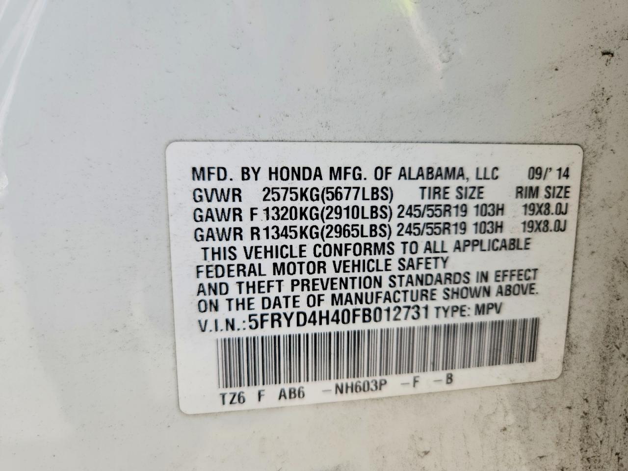 2015 Acura Mdx Technology White vin: 5FRYD4H40FB012731