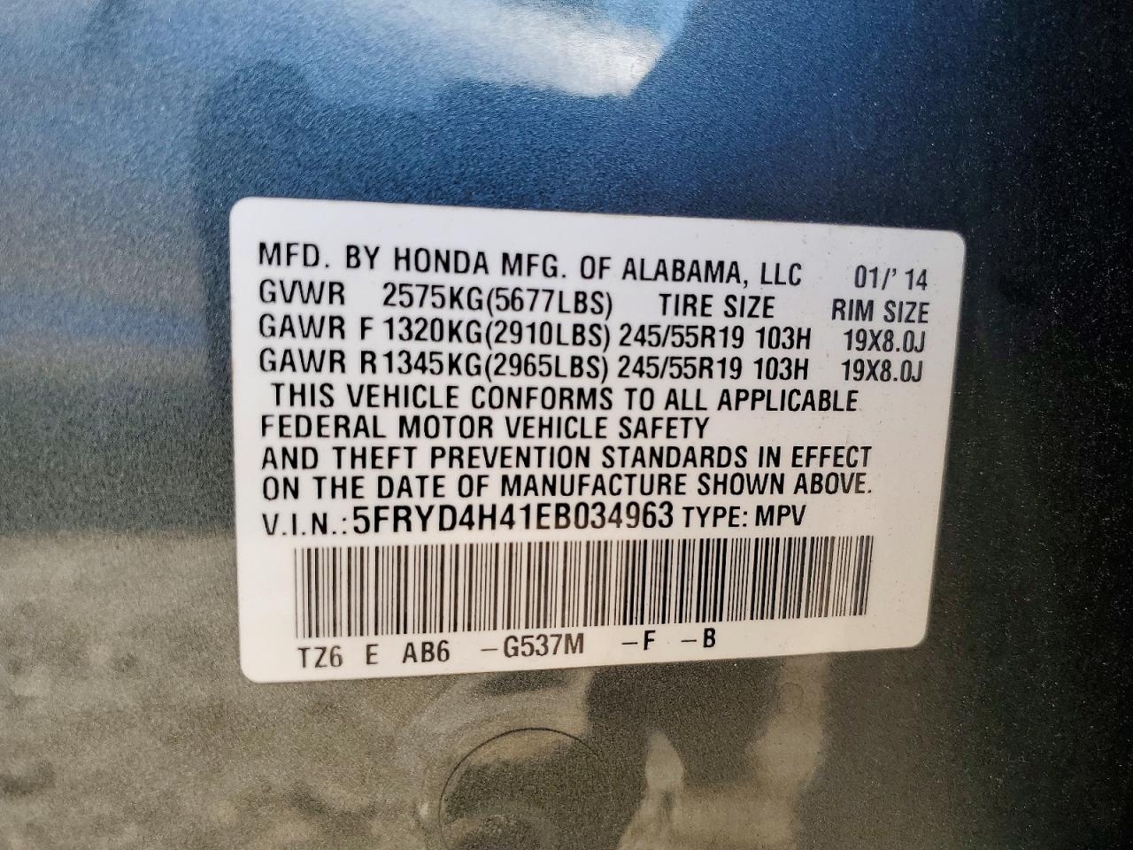 2014 Acura Mdx Technology Gray vin: 5FRYD4H41EB034963