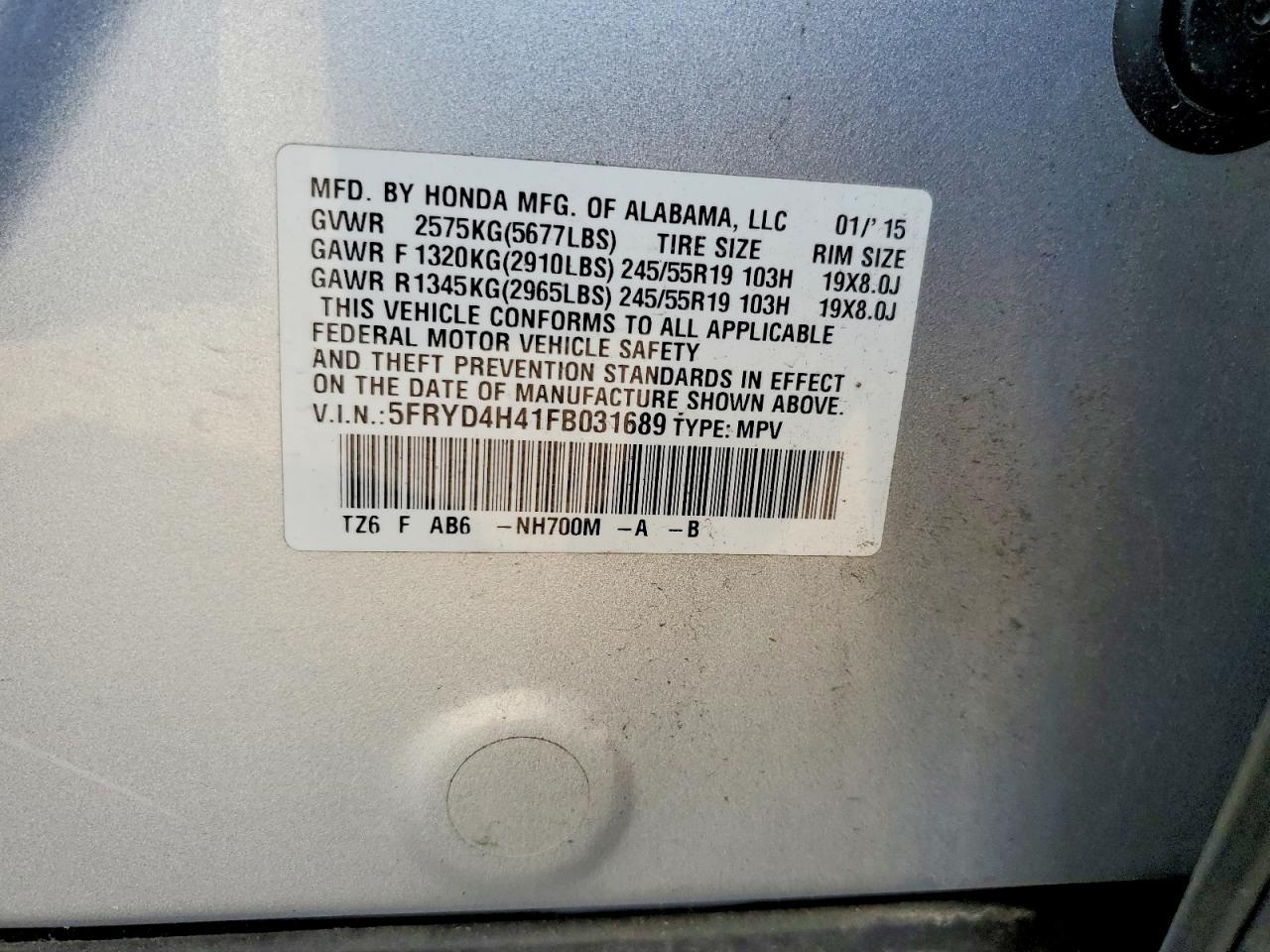2015 Acura Mdx Technology Silver vin: 5FRYD4H41FB031689