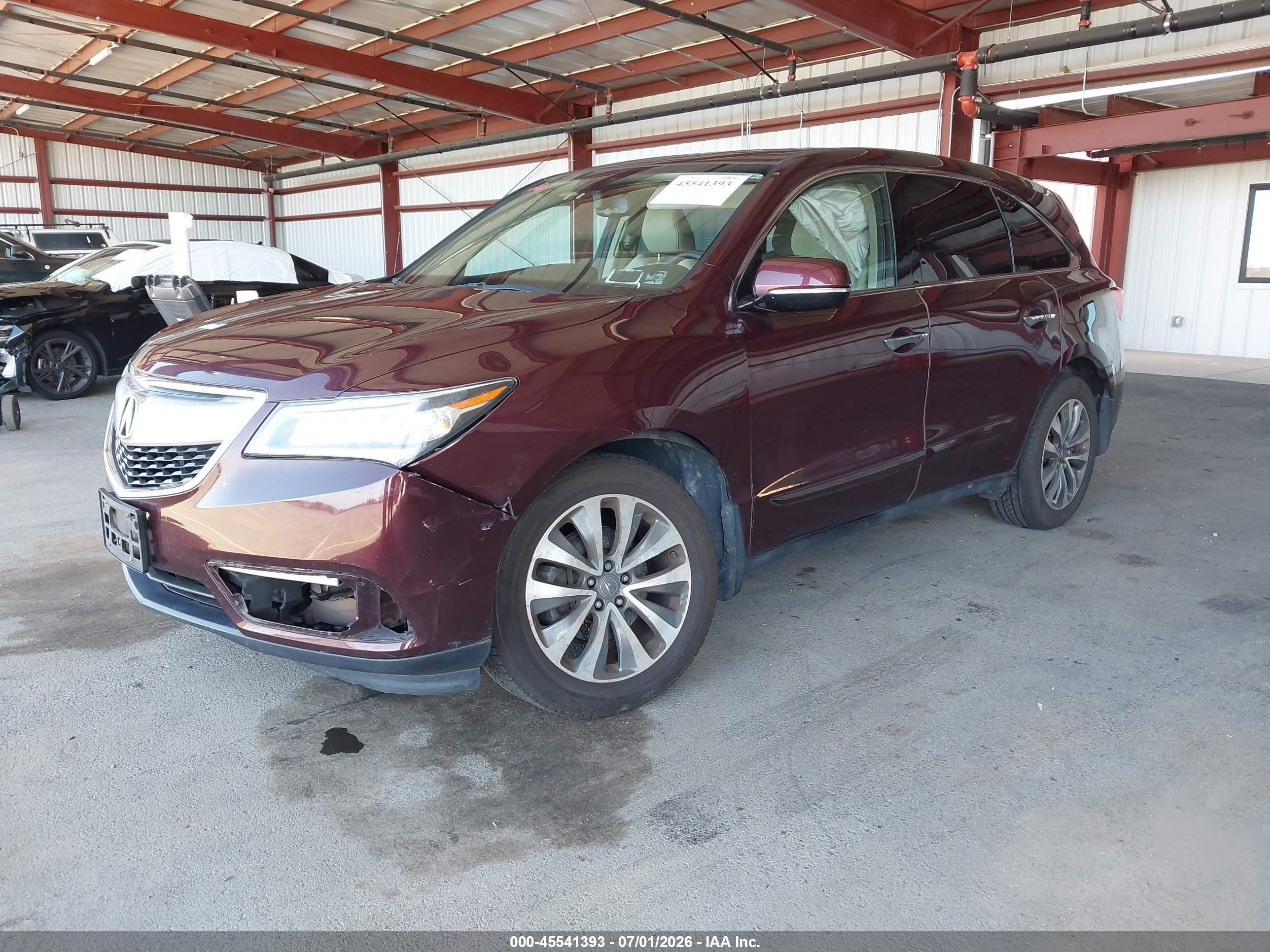 2014 Acura Mdx Technology Package Burgundy vin: 5FRYD4H42EB005472