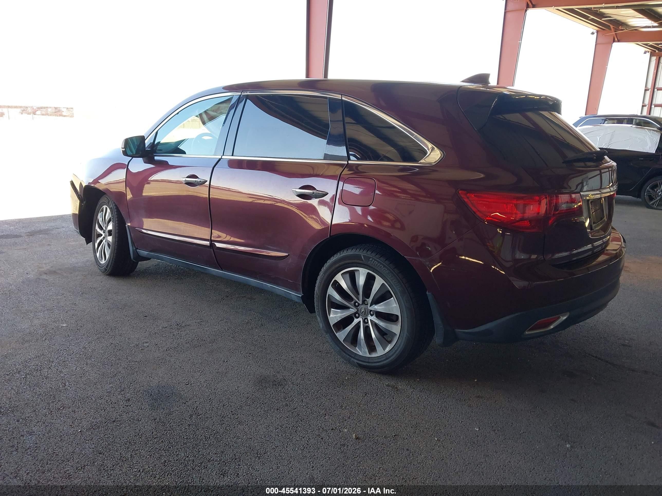 2014 Acura Mdx Technology Package Burgundy vin: 5FRYD4H42EB005472