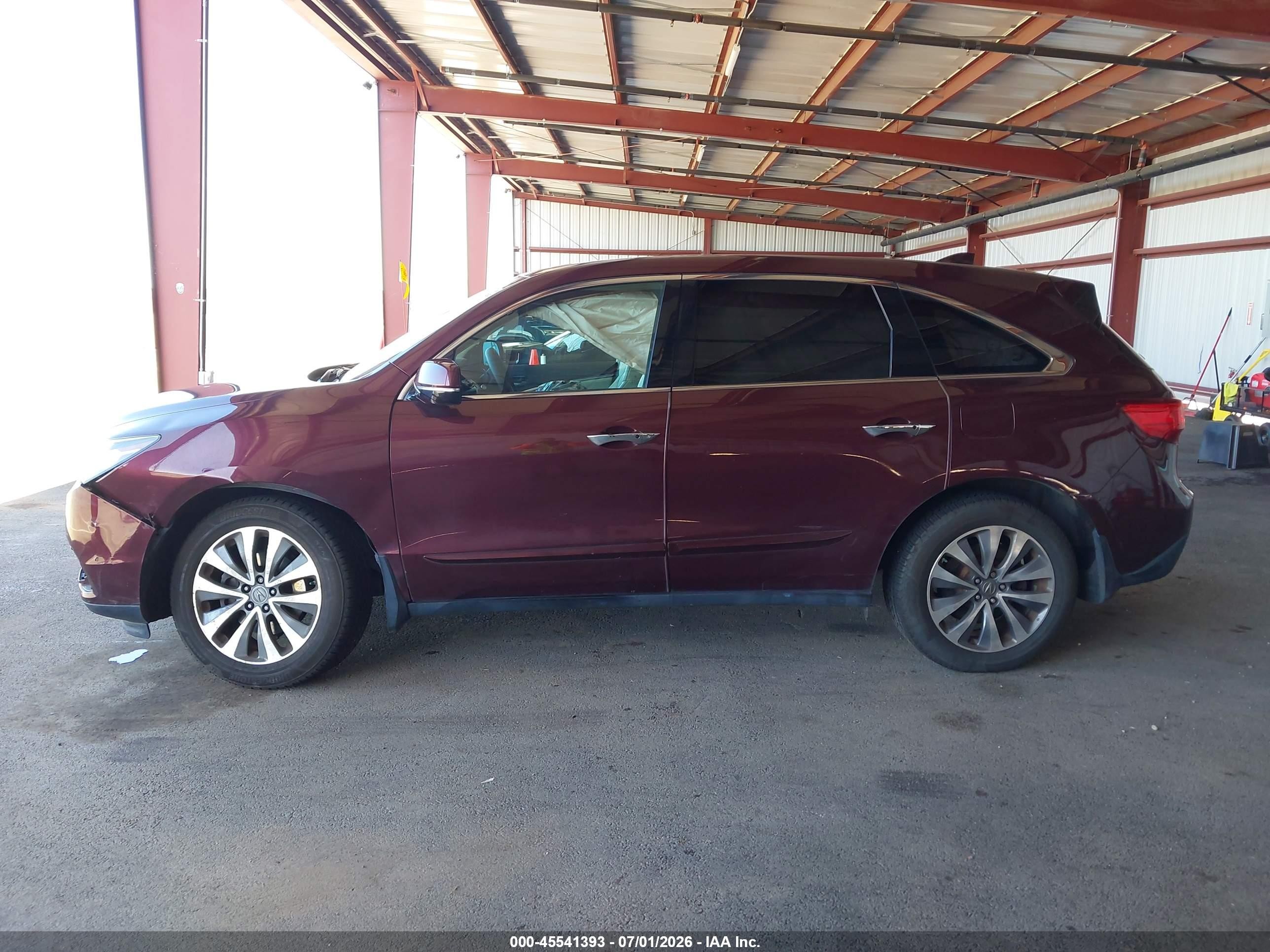 2014 Acura Mdx Technology Package Burgundy vin: 5FRYD4H42EB005472
