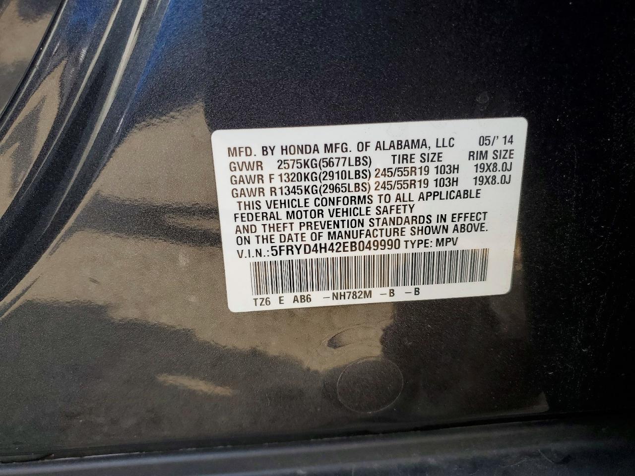 2014 Acura Mdx Technology Charcoal vin: 5FRYD4H42EB049990