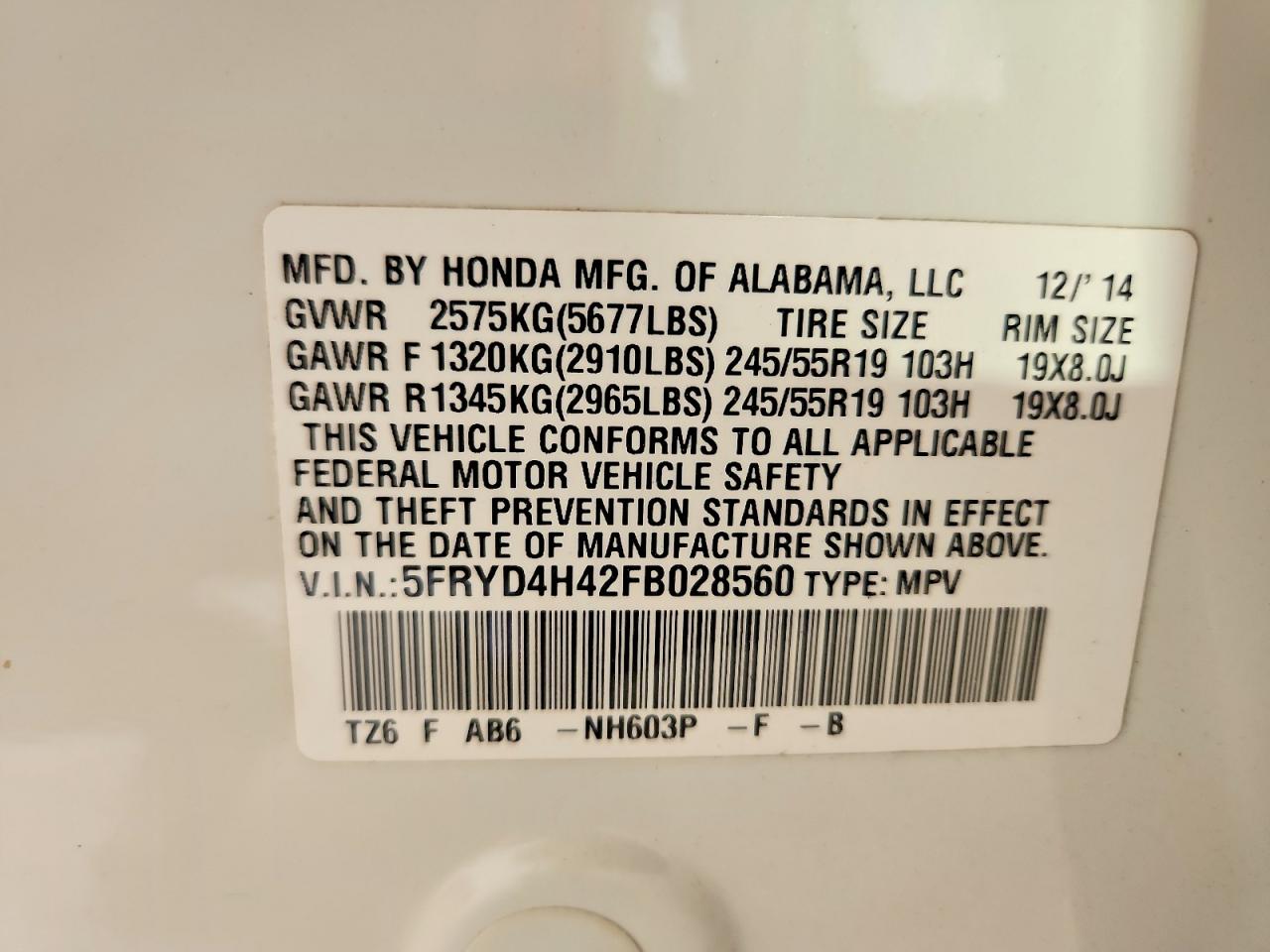 2015 Acura Mdx Technology White vin: 5FRYD4H42FB028560