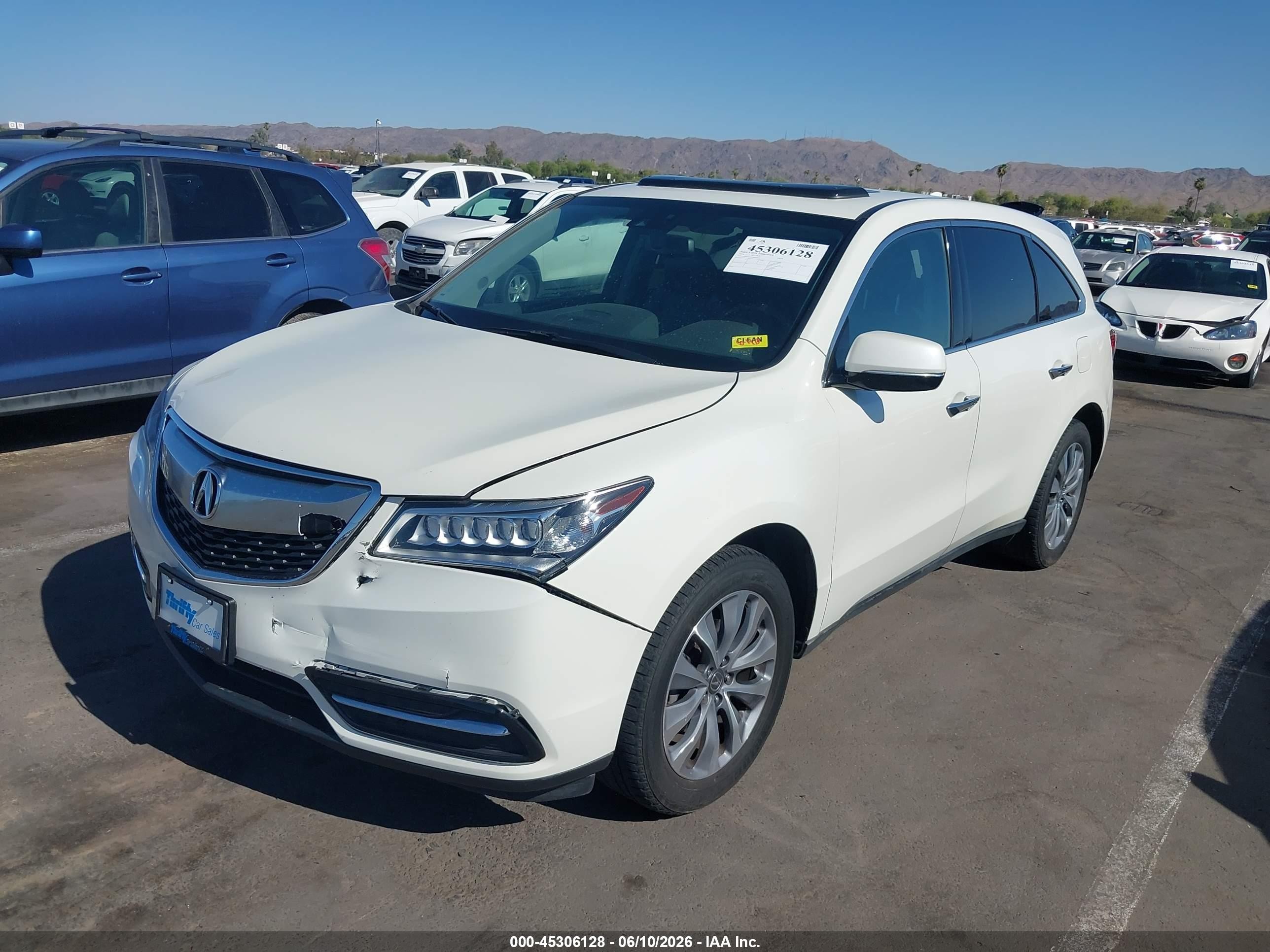 2014 Acura Mdx Technology Package White vin: 5FRYD4H44EB043625