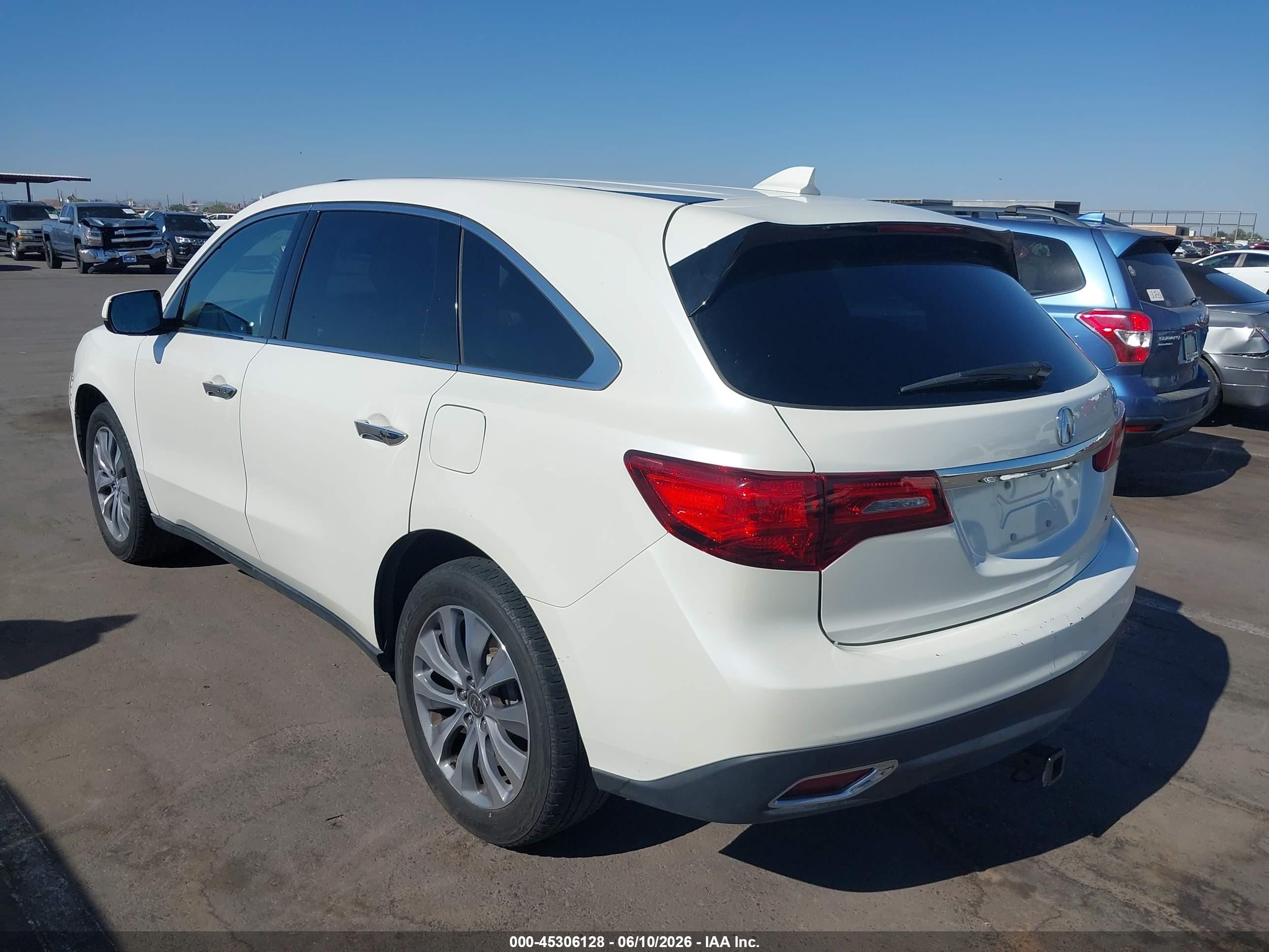 2014 Acura Mdx Technology Package White vin: 5FRYD4H44EB043625