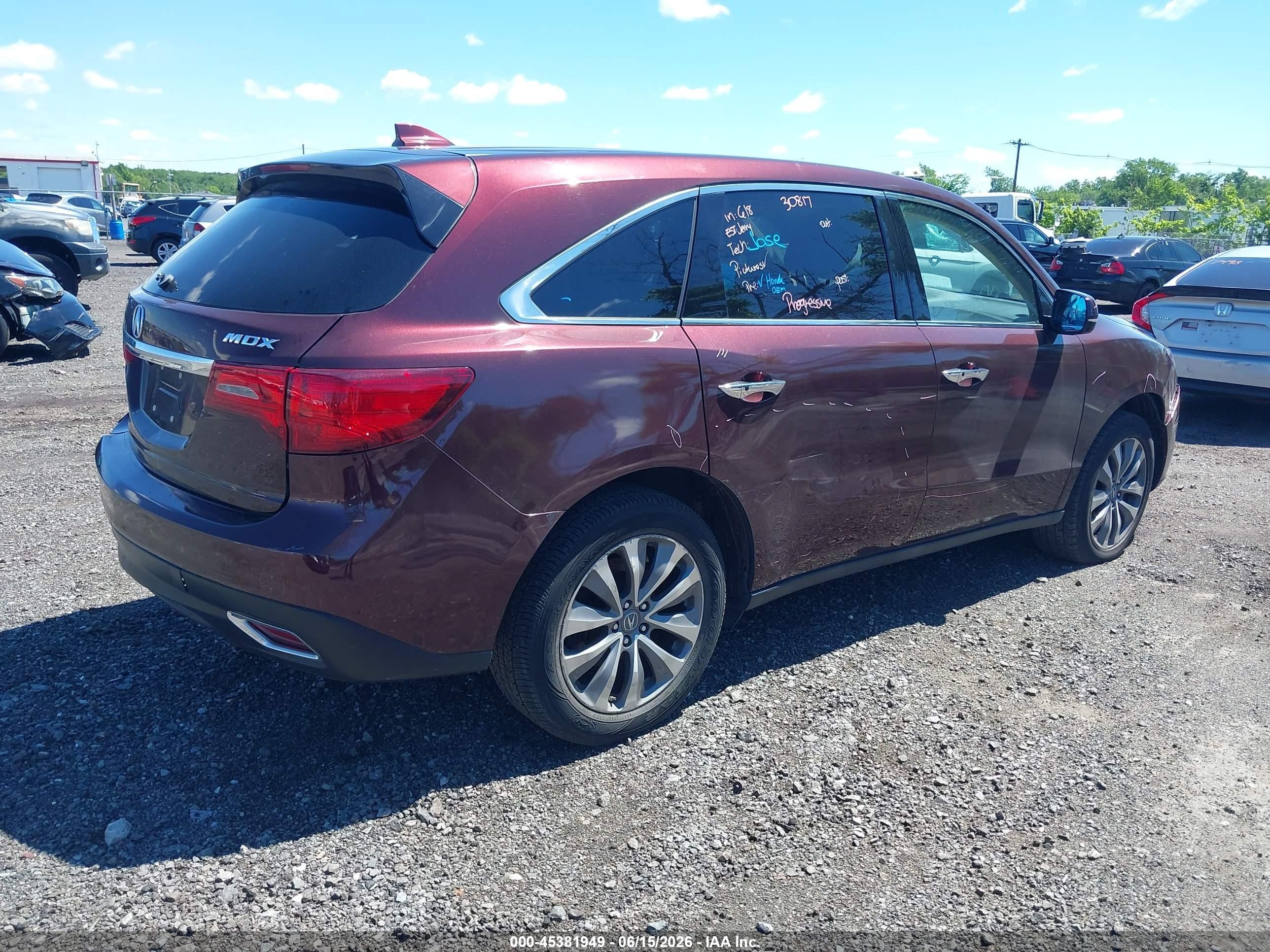 2014 Acura Mdx Technology Package Burgundy vin: 5FRYD4H44EB043964