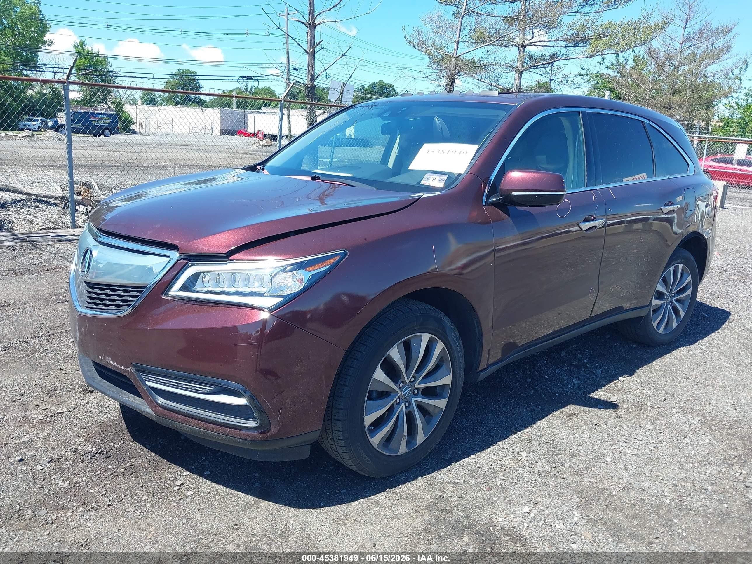 2014 Acura Mdx Technology Package Burgundy vin: 5FRYD4H44EB043964
