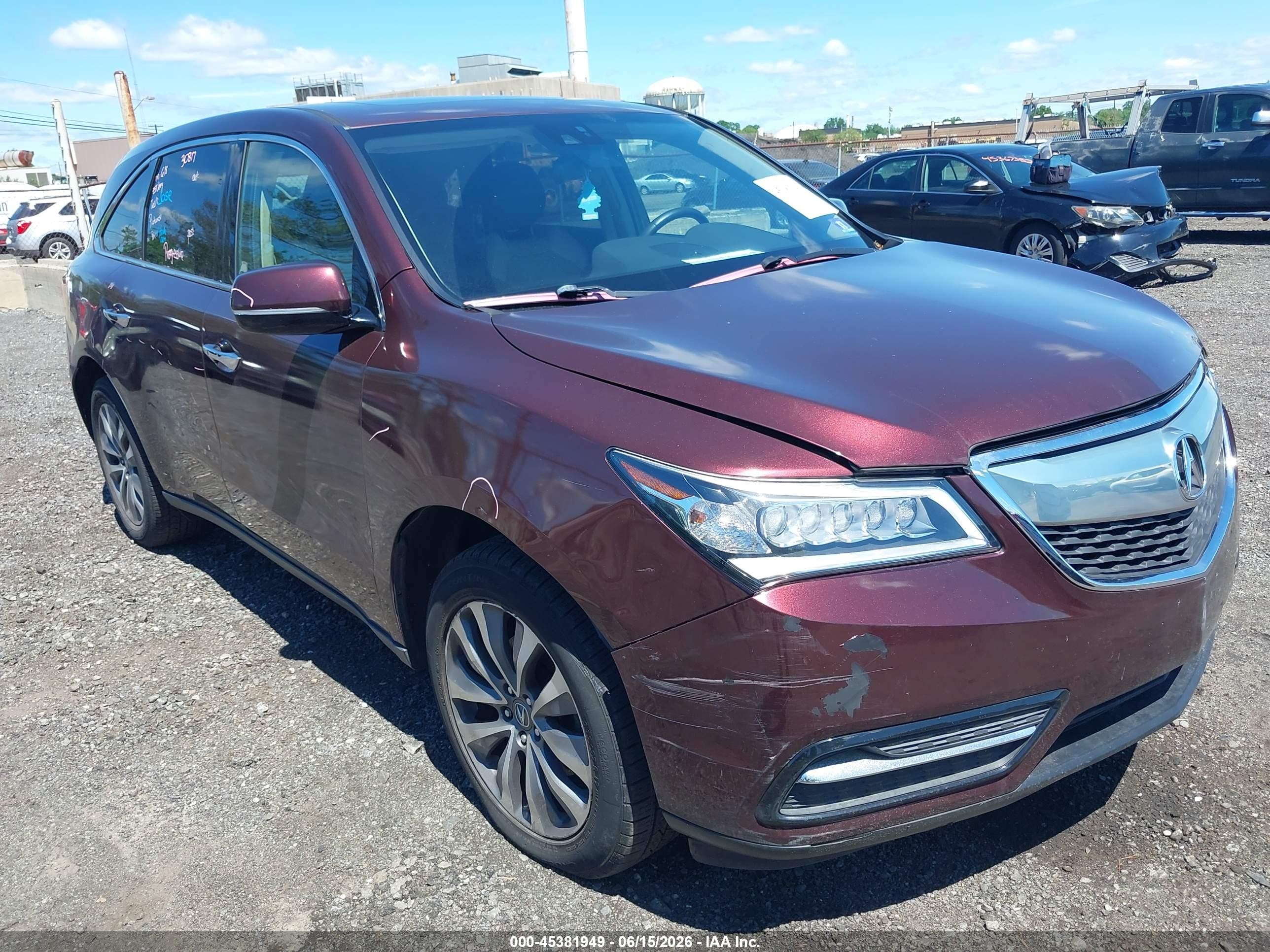 2014 Acura Mdx Technology Package Burgundy vin: 5FRYD4H44EB043964