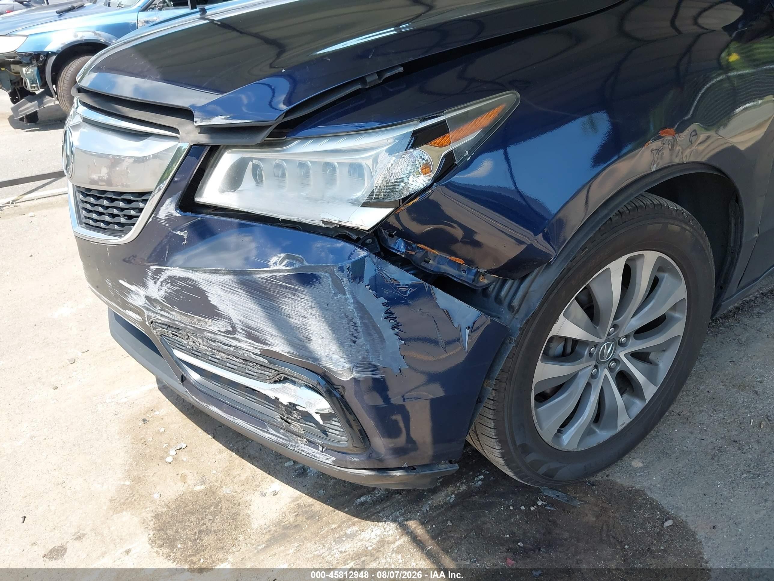 2014 Acura Mdx Technology Package Blue vin: 5FRYD4H44EB048534