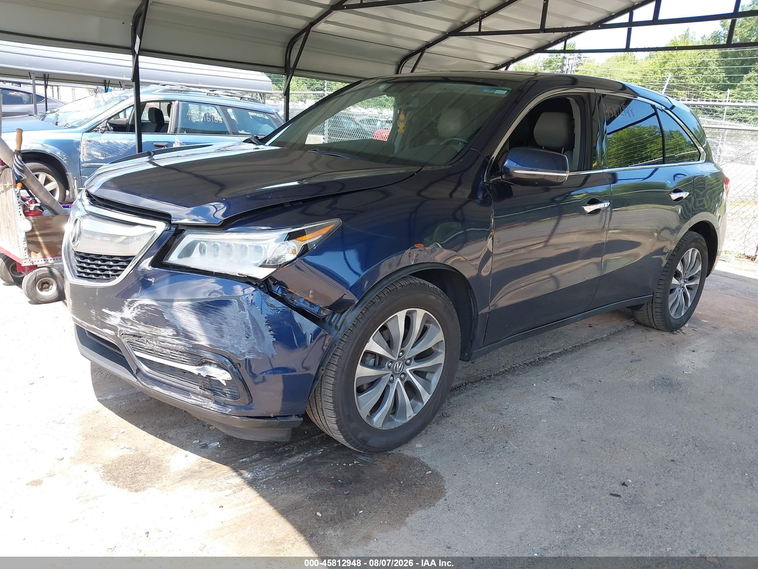 2014 Acura Mdx Technology Package Blue vin: 5FRYD4H44EB048534