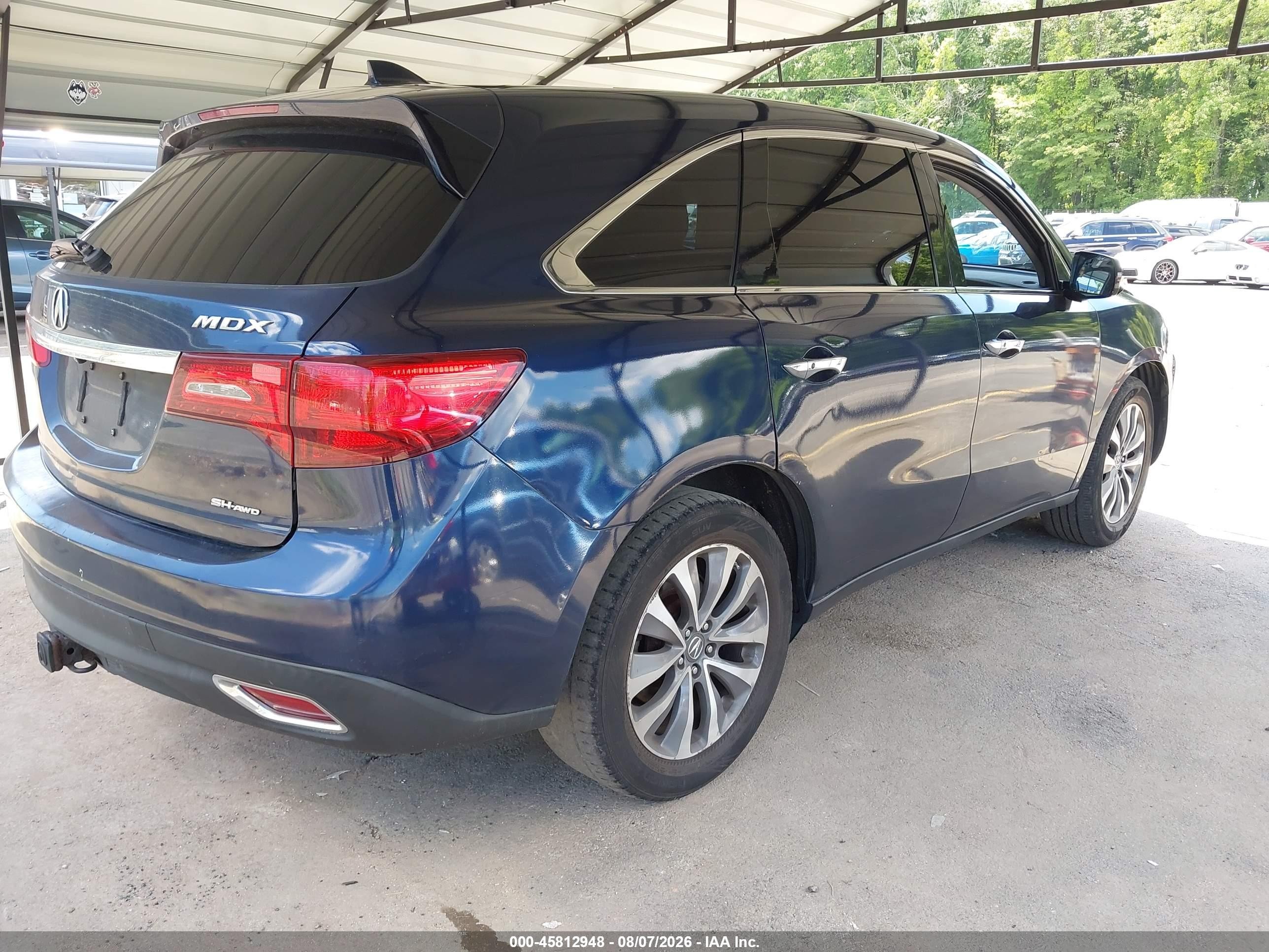 2014 Acura Mdx Technology Package Blue vin: 5FRYD4H44EB048534