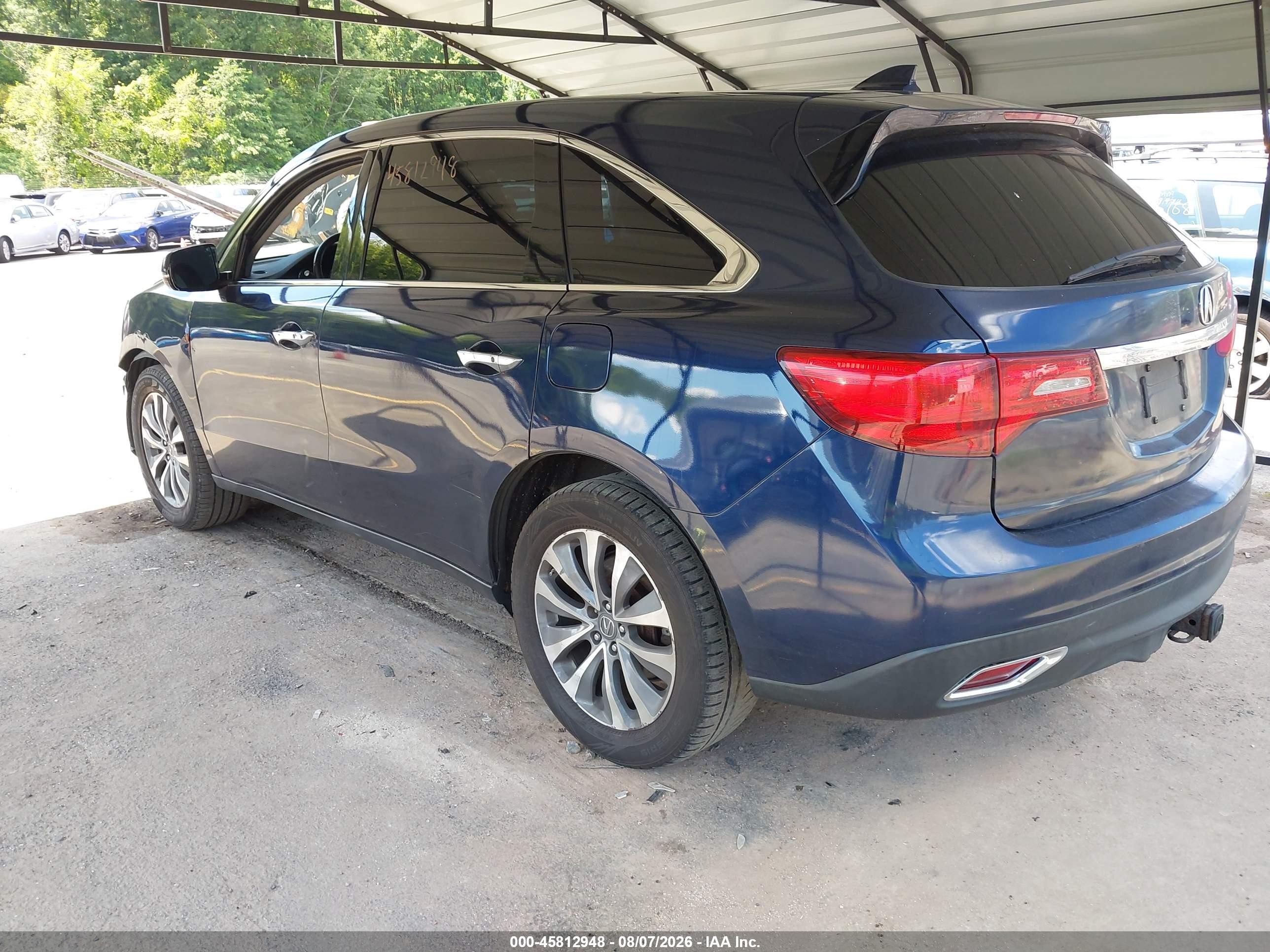 2014 Acura Mdx Technology Package Blue vin: 5FRYD4H44EB048534