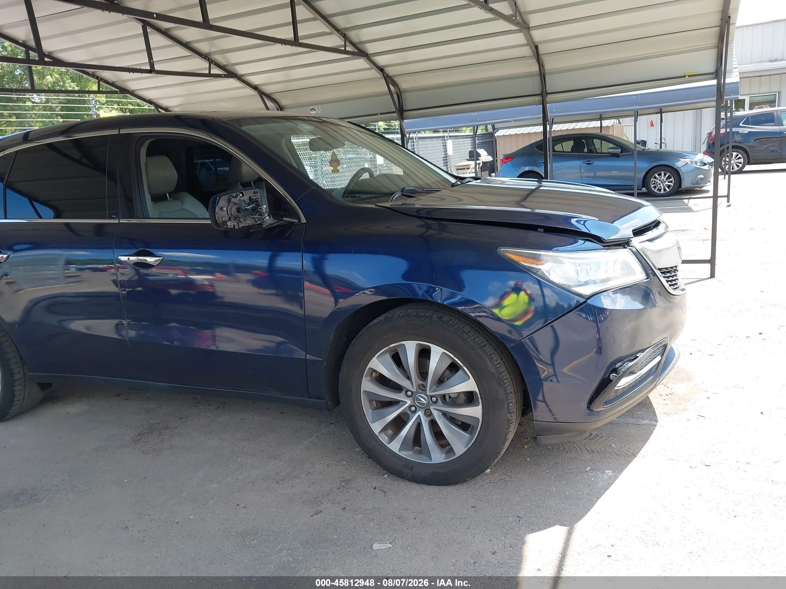 2014 Acura Mdx Technology Package Blue vin: 5FRYD4H44EB048534