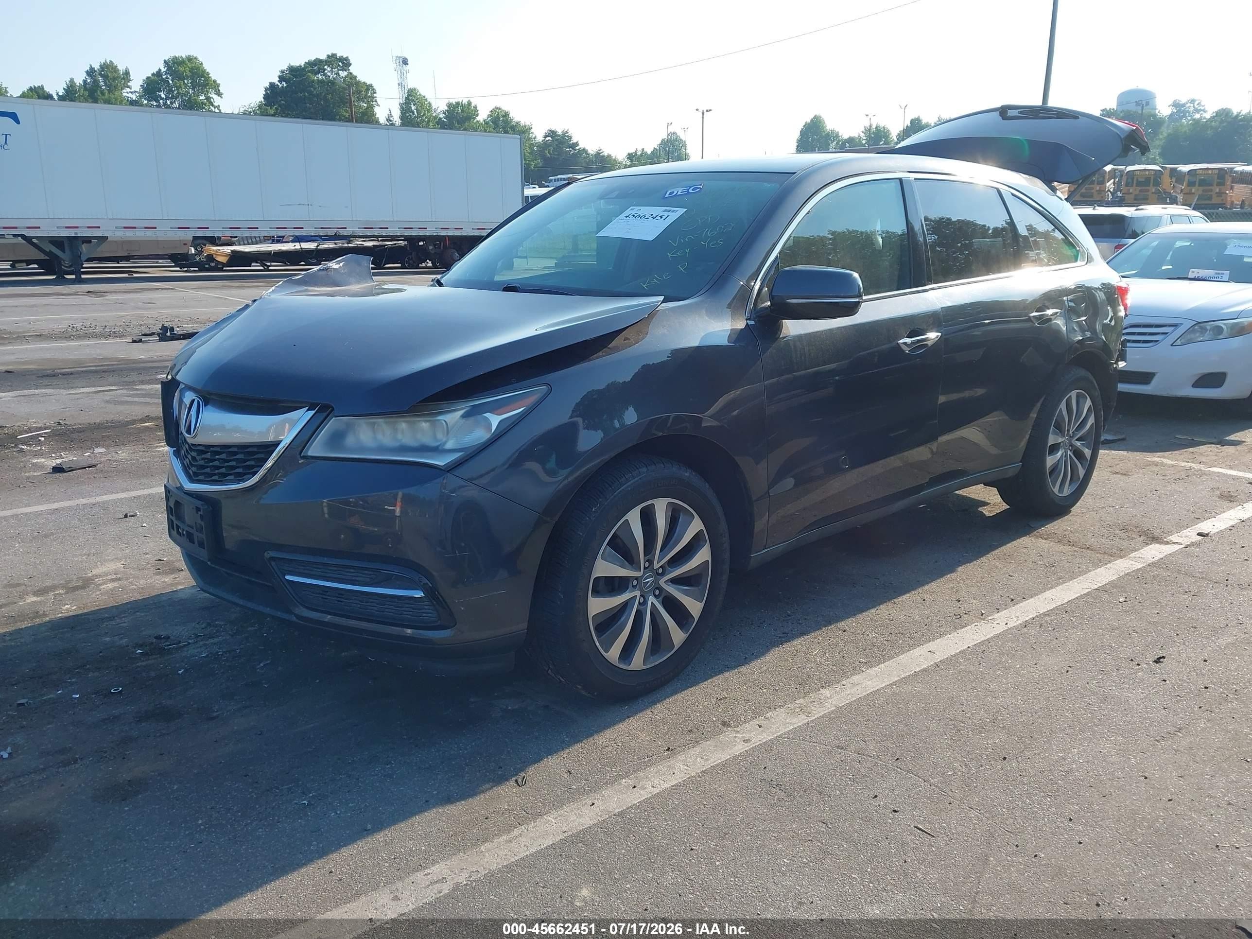 2014 Acura Mdx Technology Package Gray vin: 5FRYD4H45EB017602