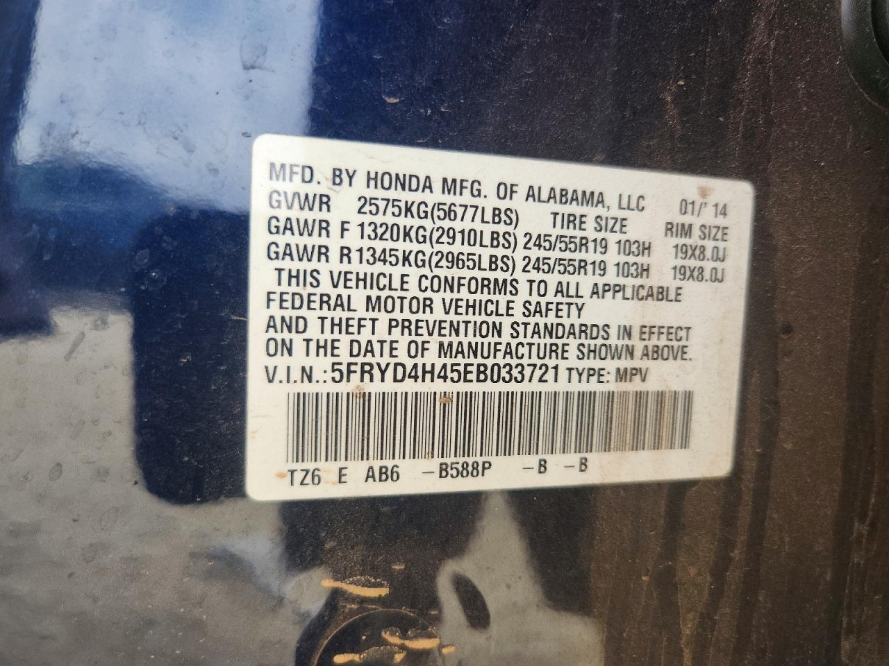 2014 Acura Mdx Technology Blue vin: 5FRYD4H45EB033721