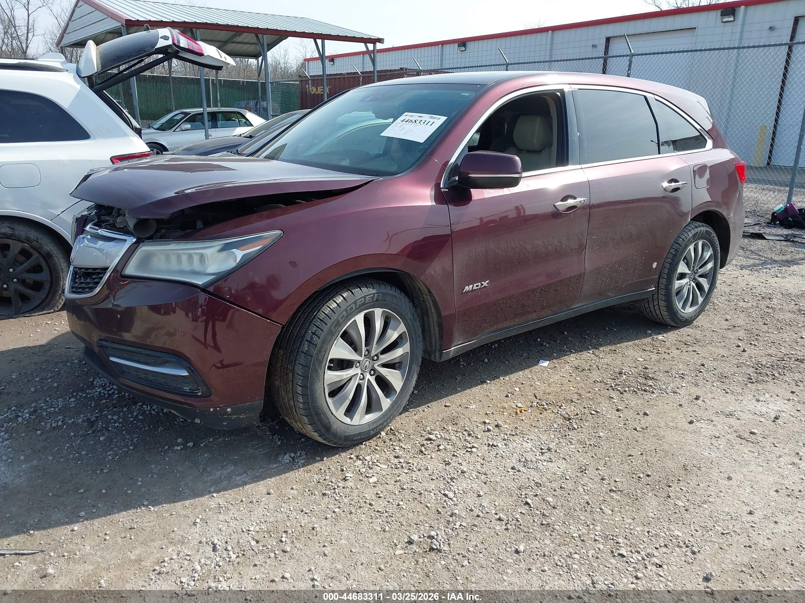 2014 Acura Mdx Technology Package Maroon vin: 5FRYD4H45EB040622
