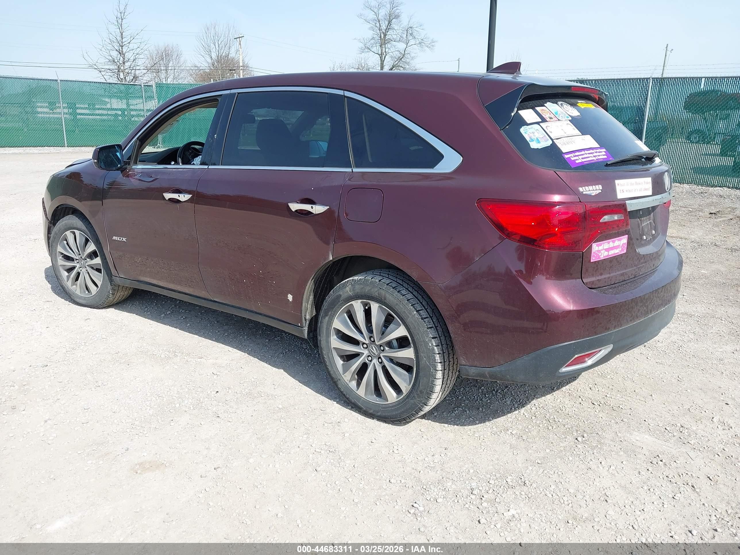 2014 Acura Mdx Technology Package Maroon vin: 5FRYD4H45EB040622