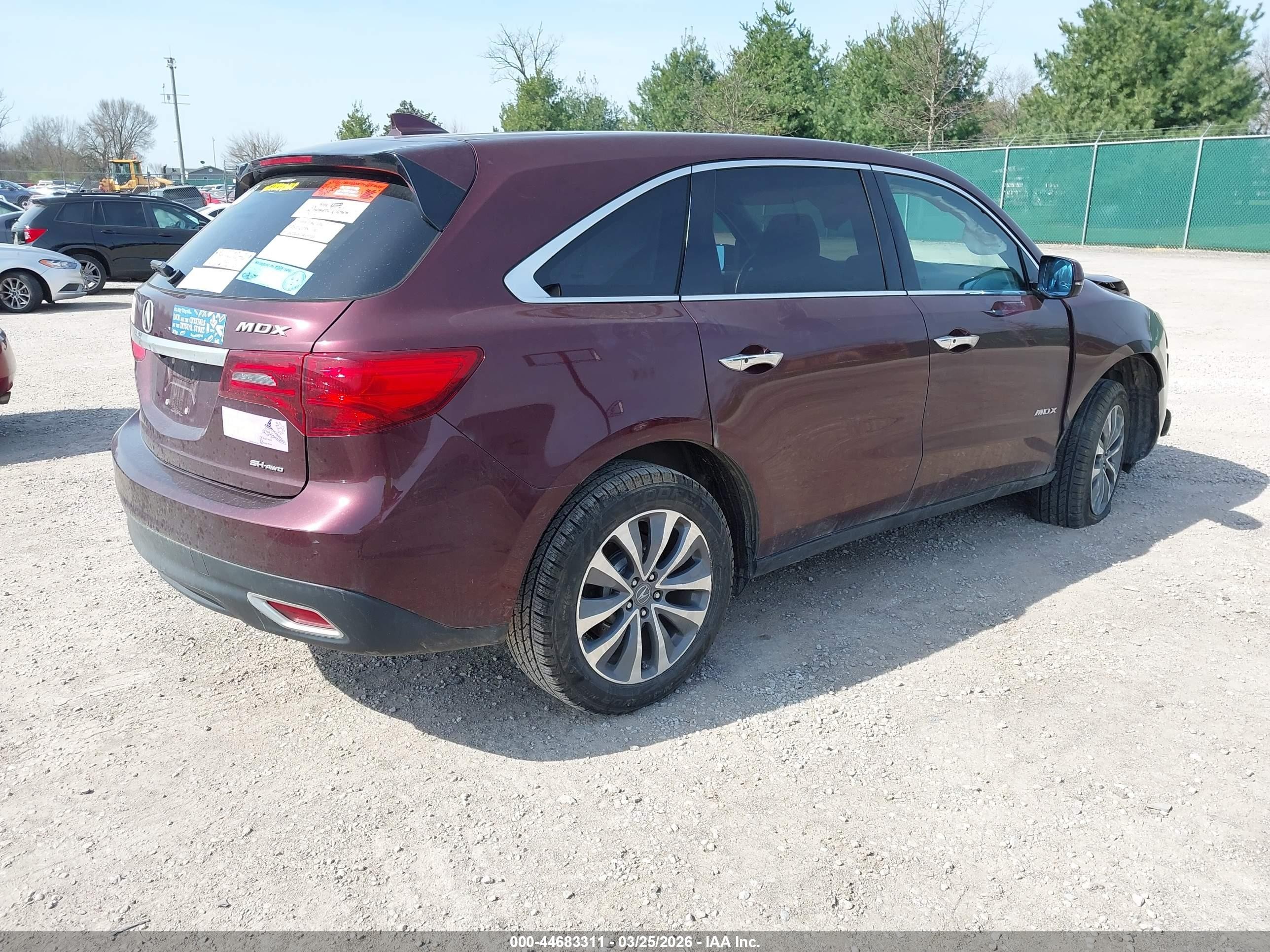 2014 Acura Mdx Technology Package Maroon vin: 5FRYD4H45EB040622