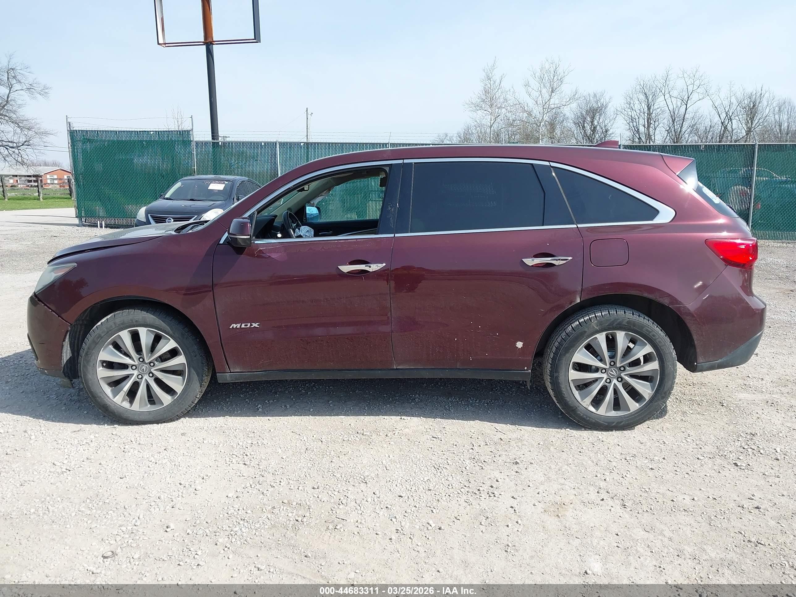 2014 Acura Mdx Technology Package Maroon vin: 5FRYD4H45EB040622