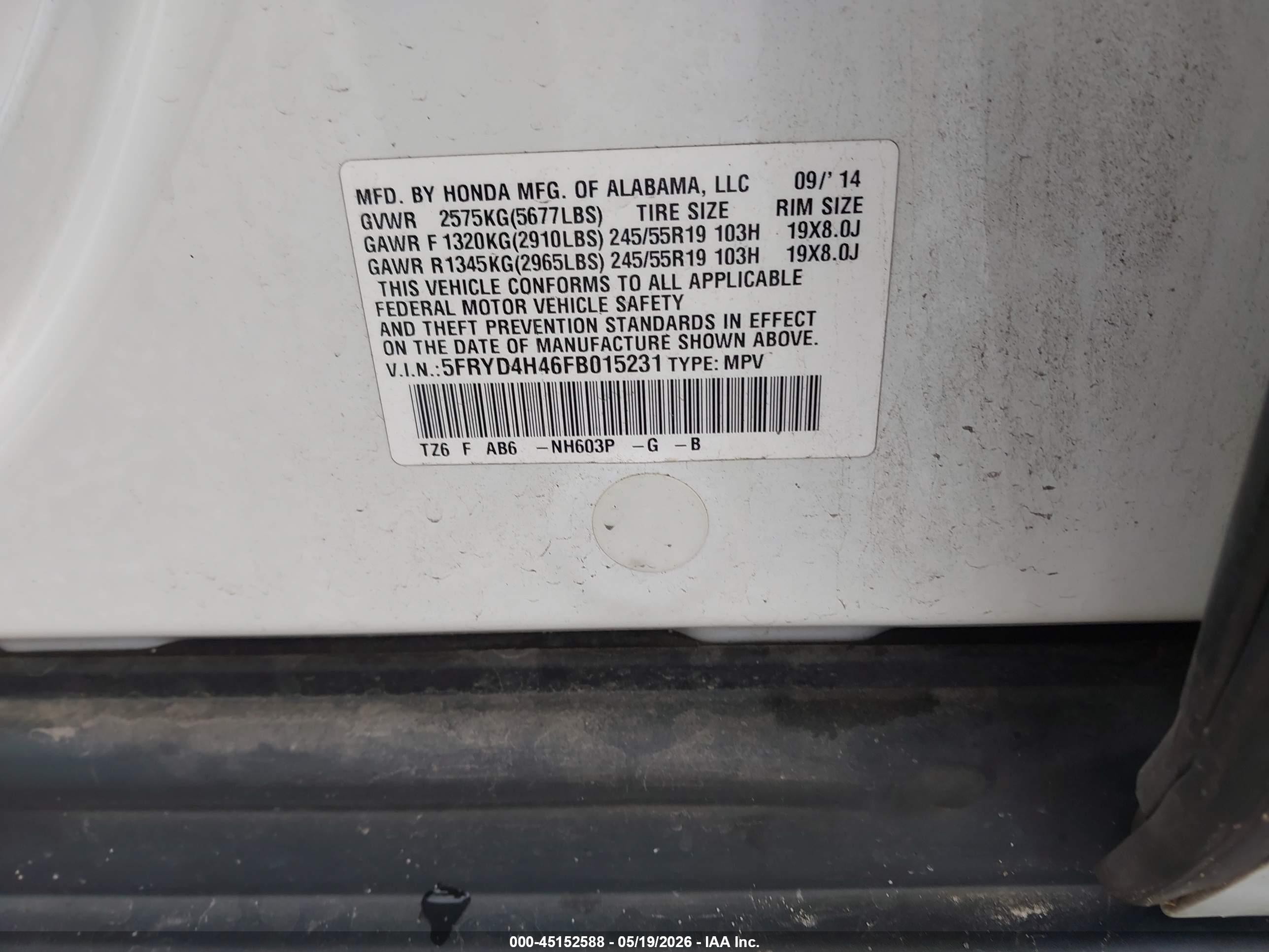 2015 Acura Mdx Technology Package White vin: 5FRYD4H46FB015231