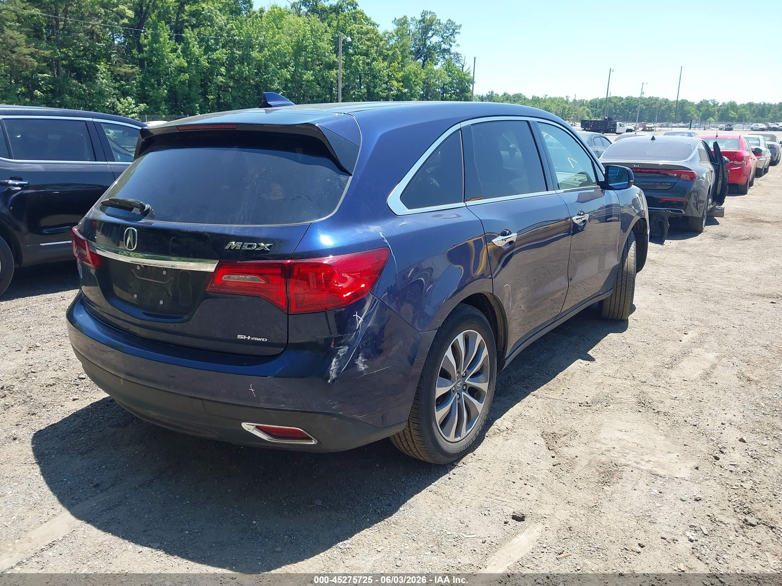 2015 Acura Mdx Technology Package Blue vin: 5FRYD4H46FB026018