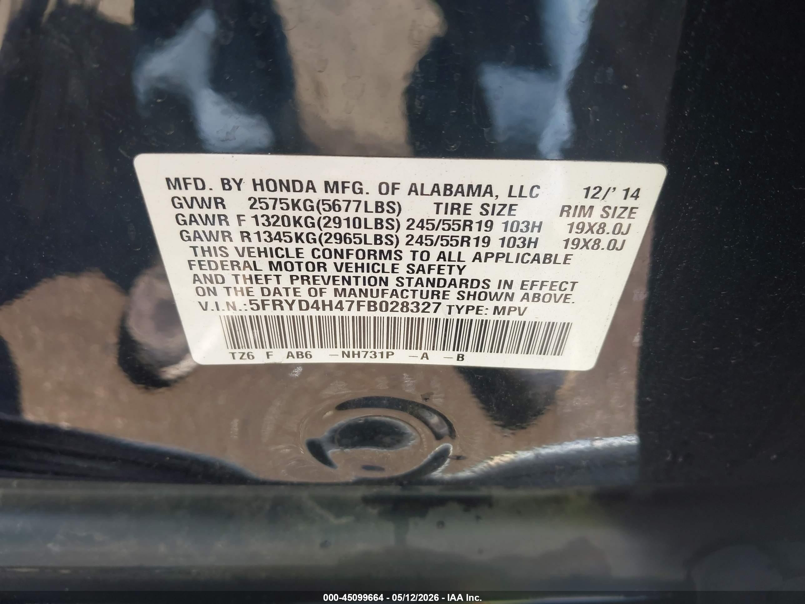 2015 Acura Mdx Technology Package Black vin: 5FRYD4H47FB028327