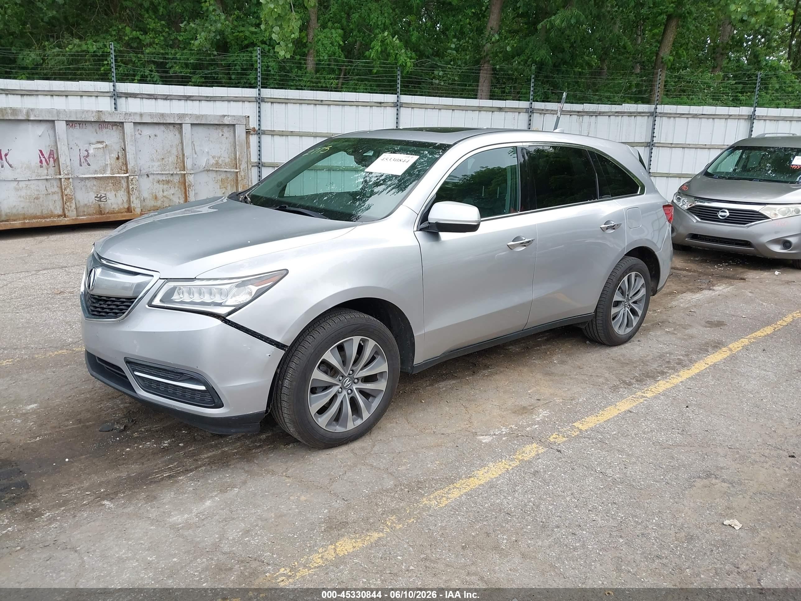 2015 Acura Mdx Technology Package Silver vin: 5FRYD4H48FB009656