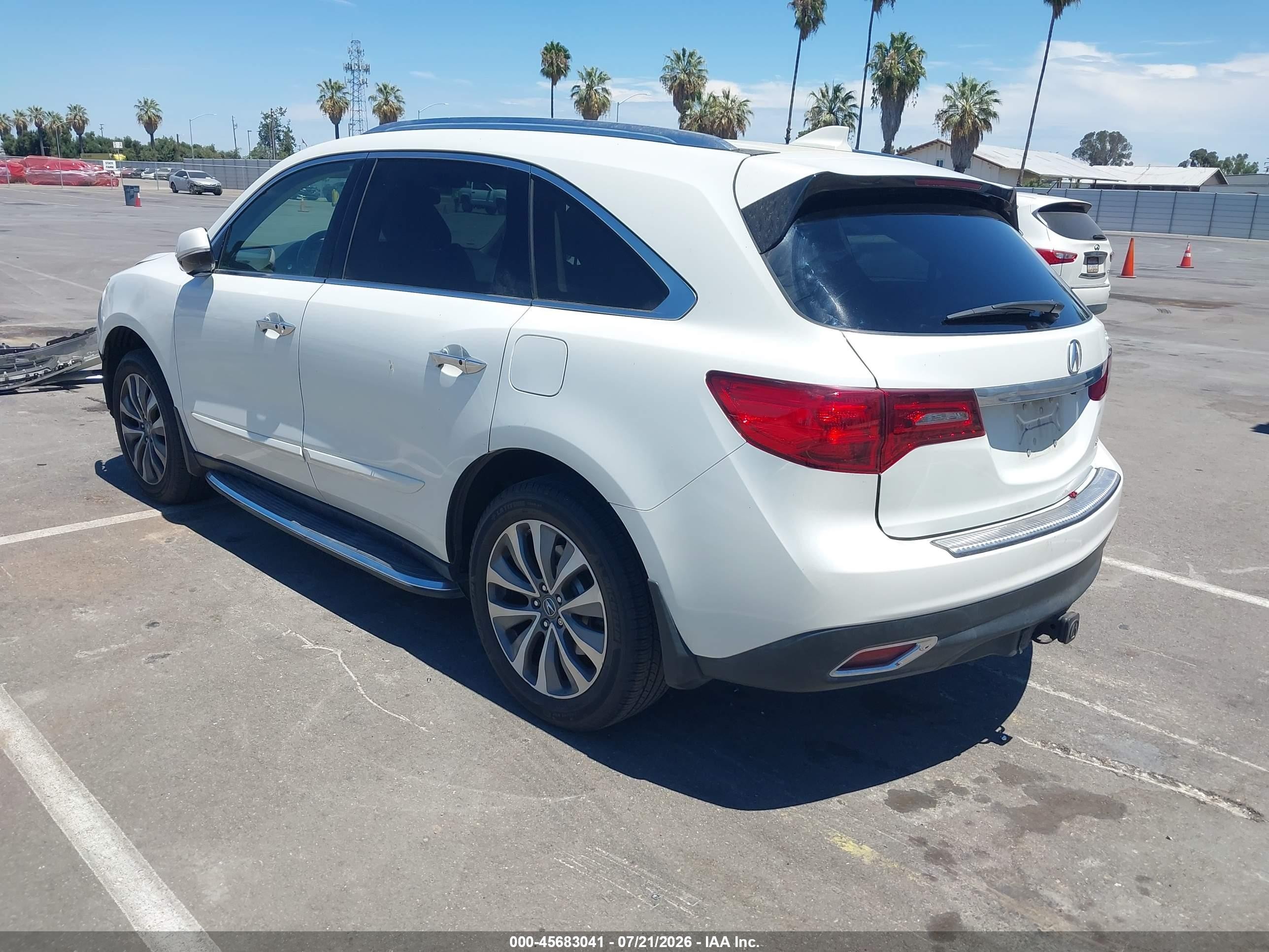 2015 Acura Mdx Technology Package White vin: 5FRYD4H48FB014484