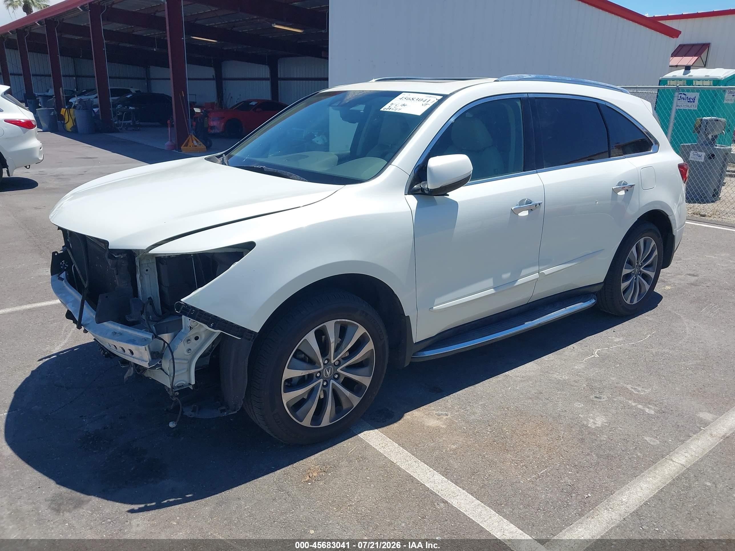 2015 Acura Mdx Technology Package White vin: 5FRYD4H48FB014484