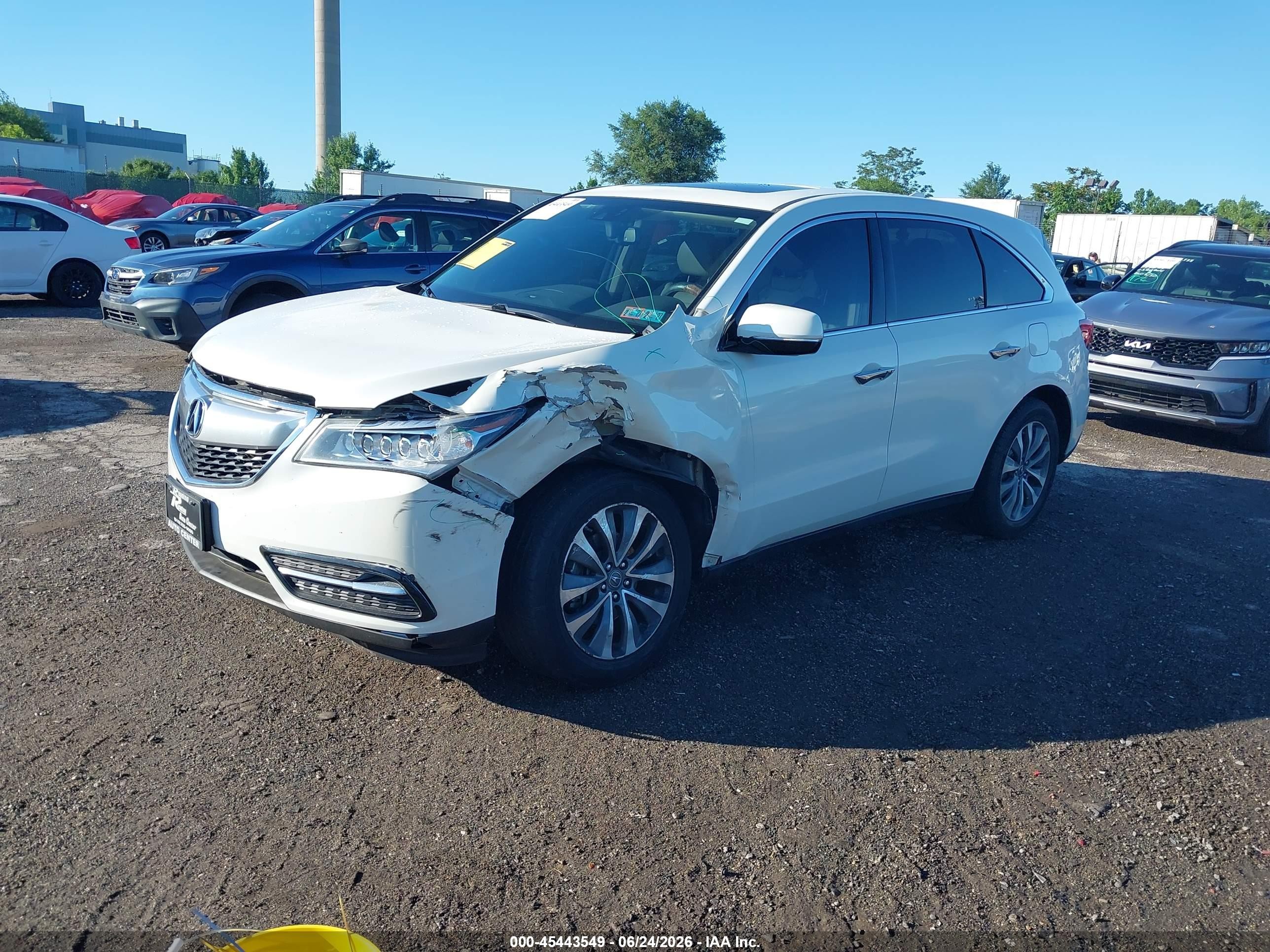 2014 Acura Mdx Technology Package White vin: 5FRYD4H49EB037691