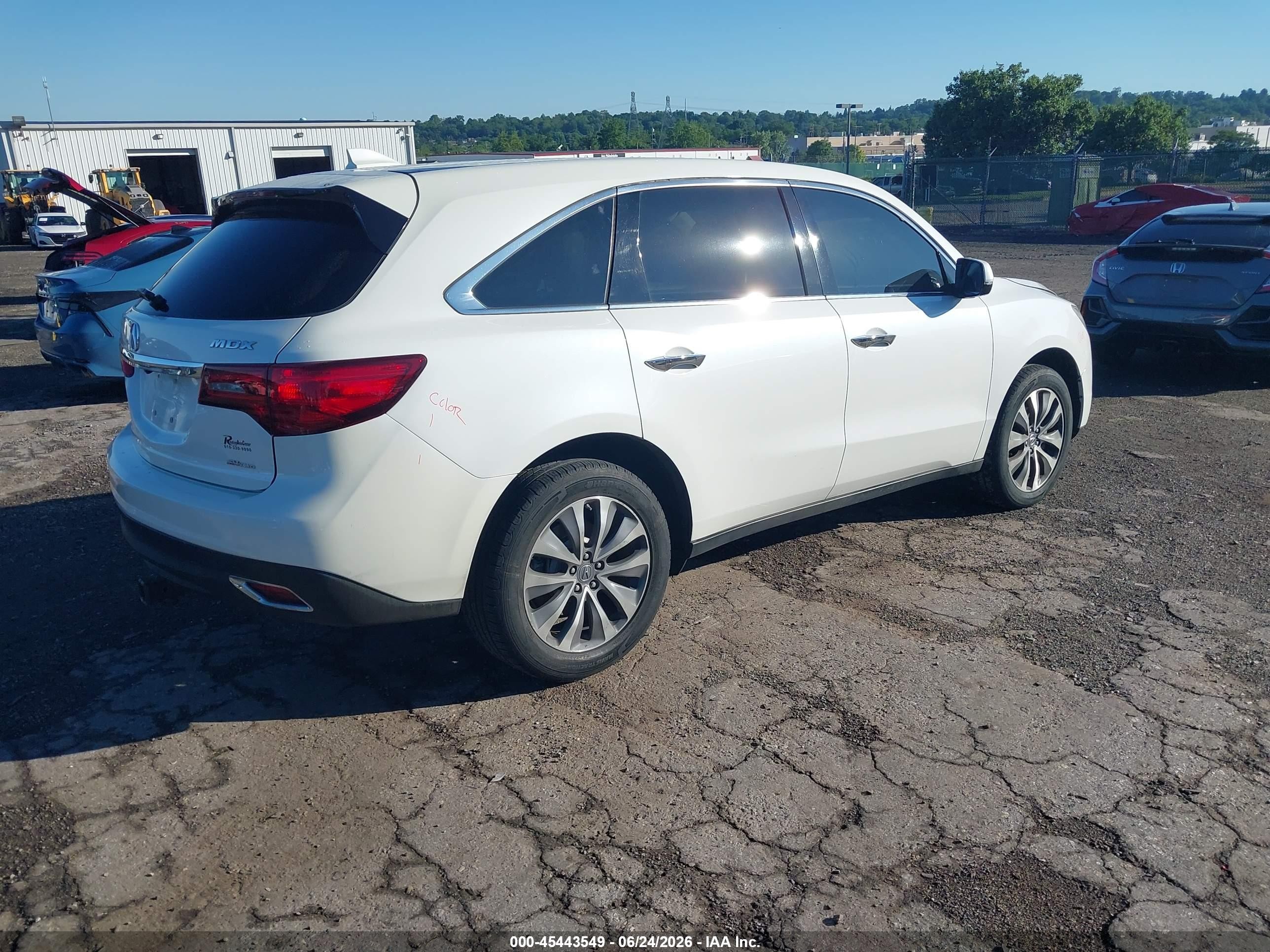 2014 Acura Mdx Technology Package White vin: 5FRYD4H49EB037691