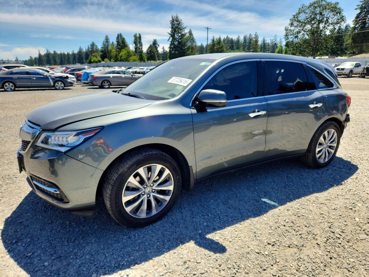 2015 Acura Mdx Technology Green vin: 5FRYD4H49FB021864