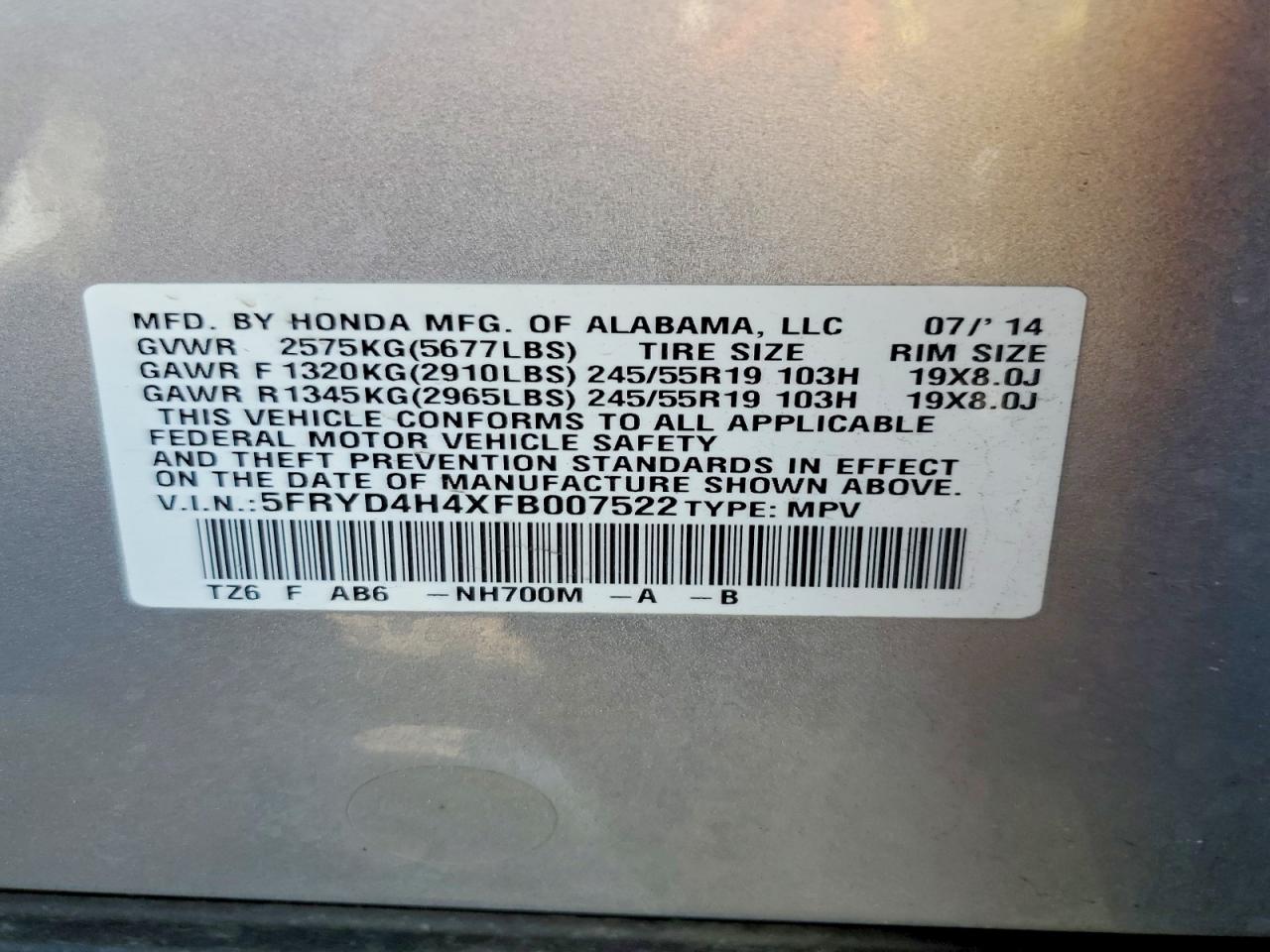 2015 Acura Mdx Technology Silver vin: 5FRYD4H4XFB007522