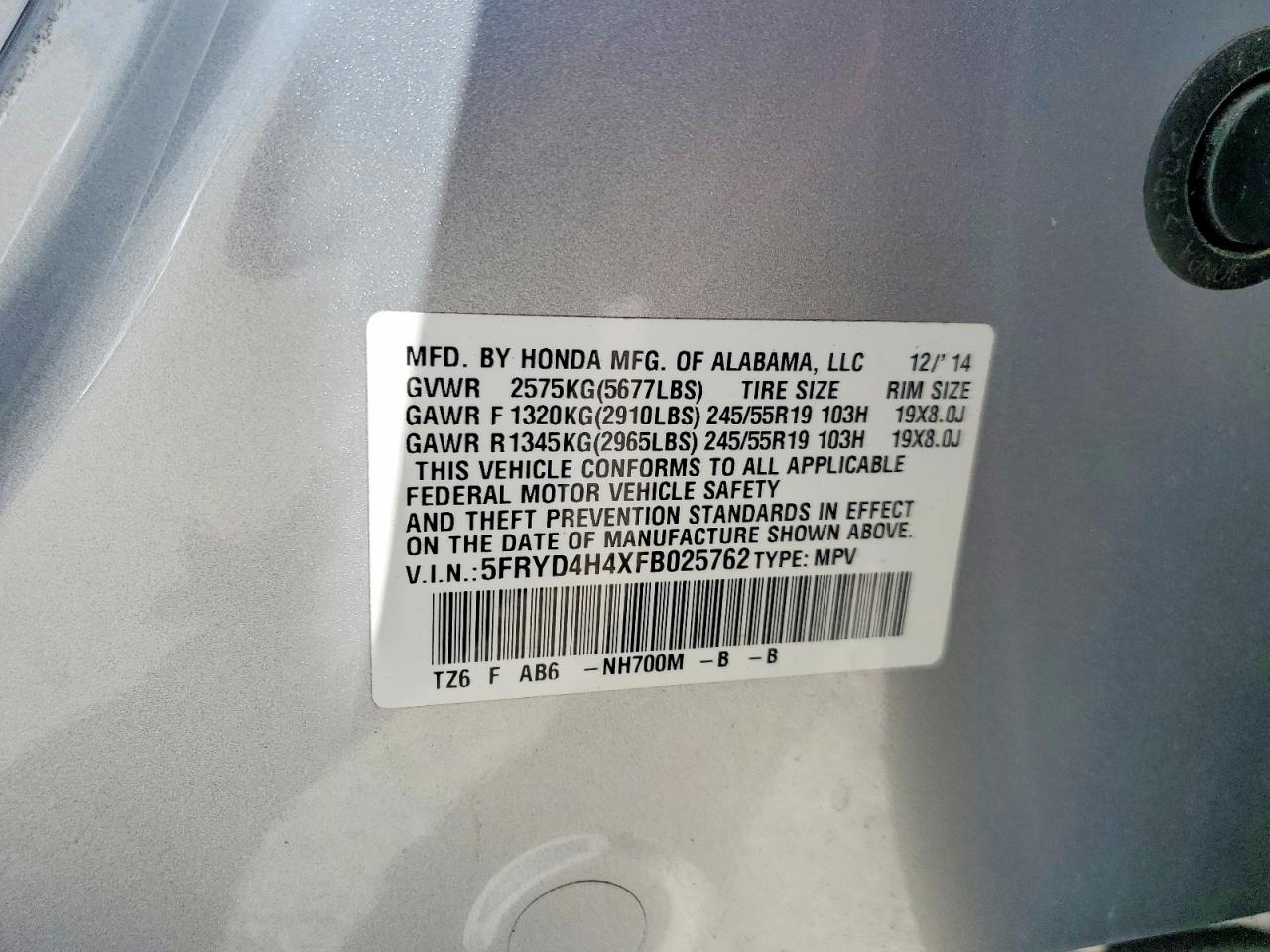 2015 Acura Mdx Technology Silver vin: 5FRYD4H4XFB025762