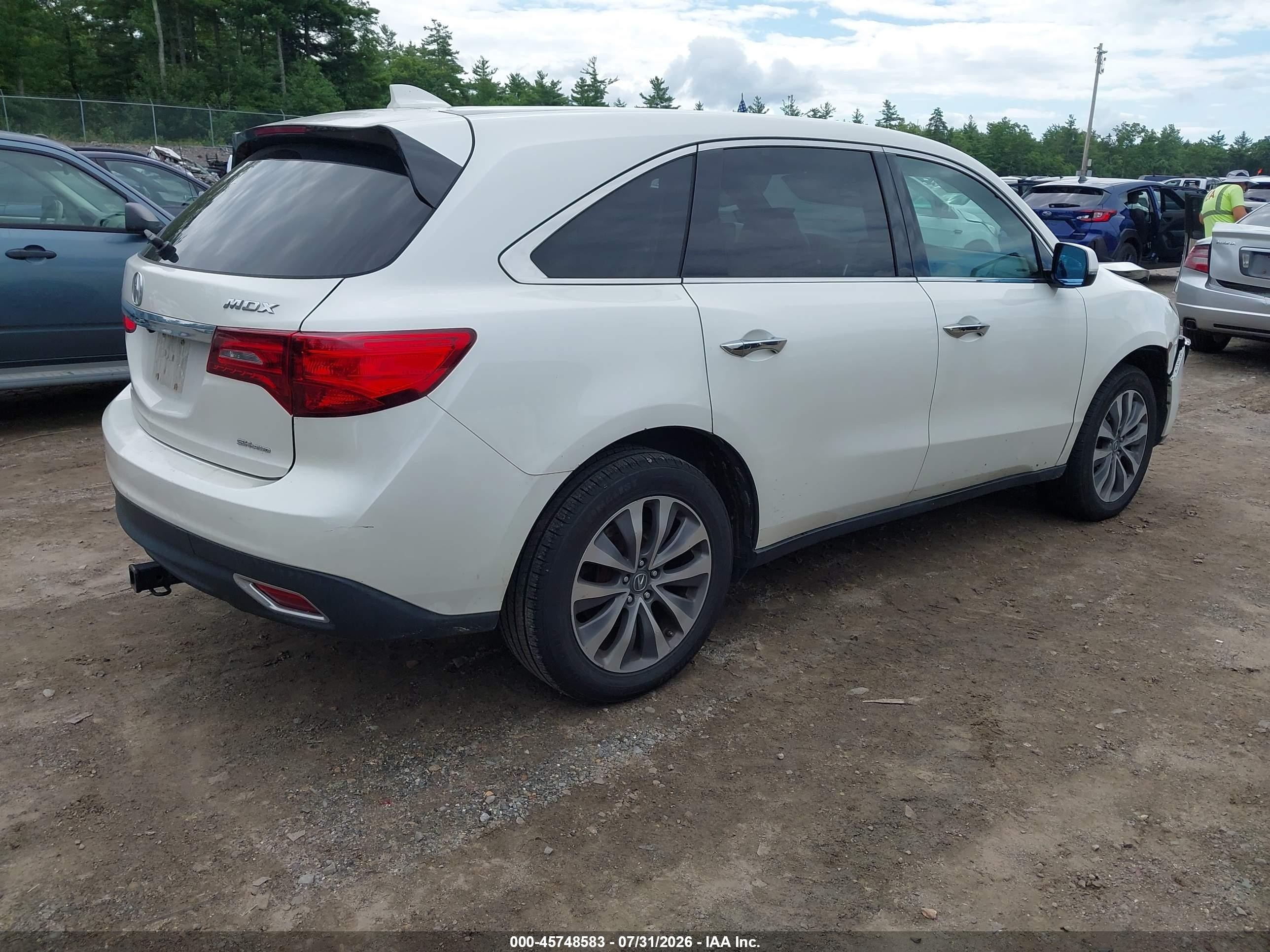 2014 Acura Mdx Technology Pkg W/entertainment Pkg White vin: 5FRYD4H64EB023876